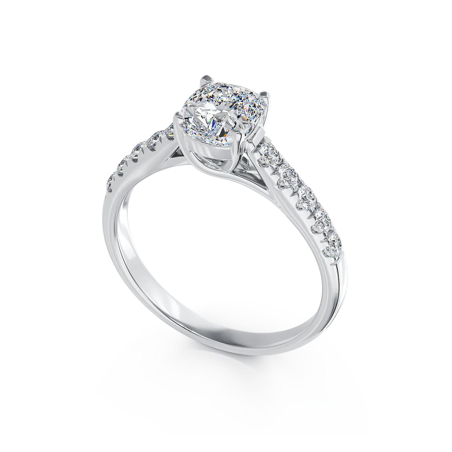 18K white gold engagement ring with 0.94ct diamond and 0.22ct diamonds