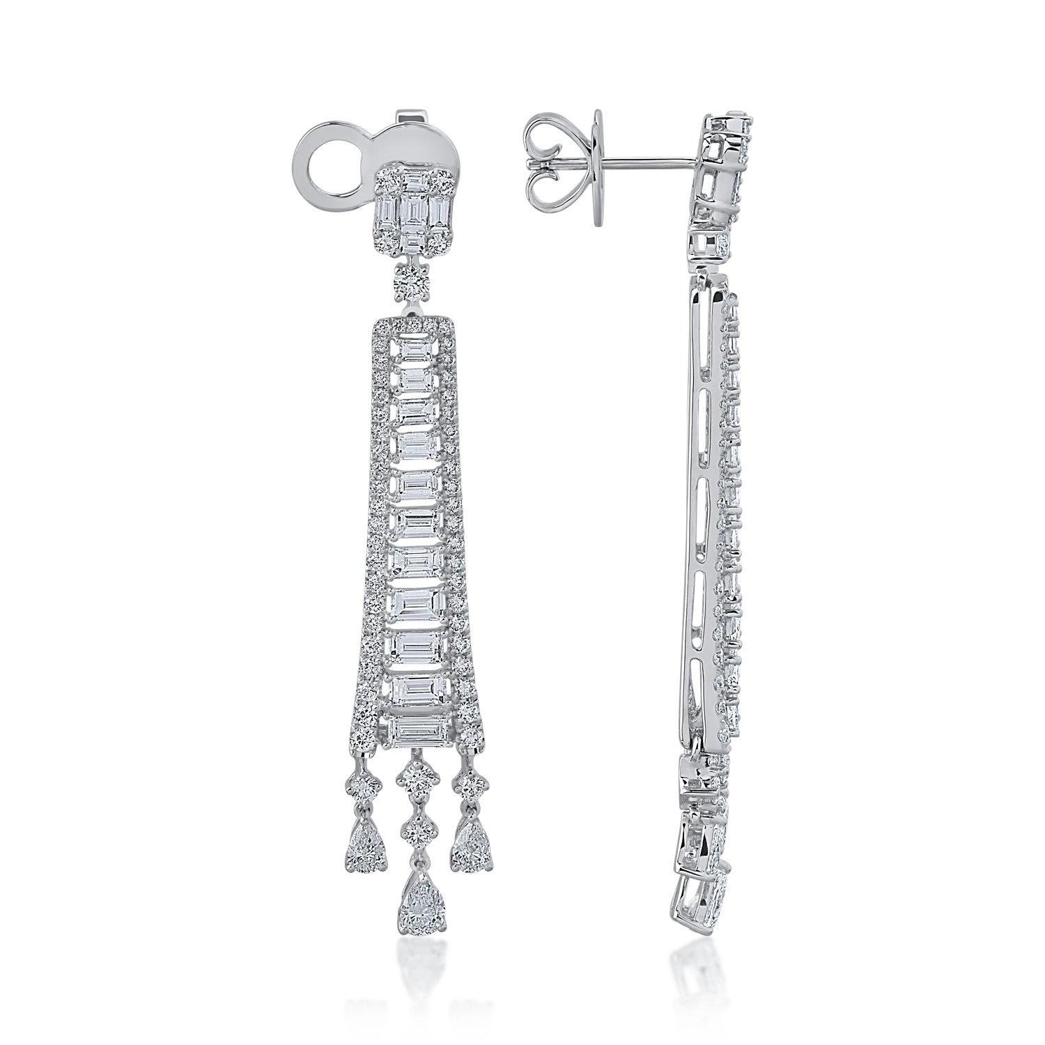 Cercei din aur alb cu diamante de 5.28ct
