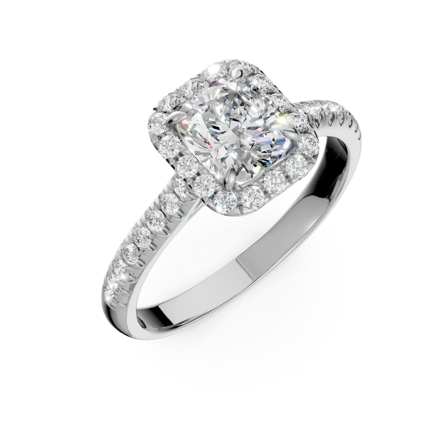 18K fehérarany eljegyzési gyűrű 1.02ct gyémánttal és 0.23ct gyémántokkal