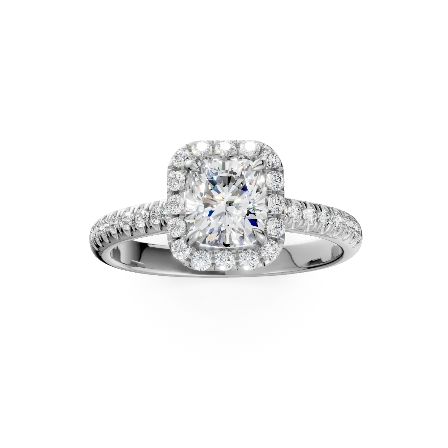Годежен пръстен от 18K бяло злато с 1.02ct диамант и 0.23ct диаманти