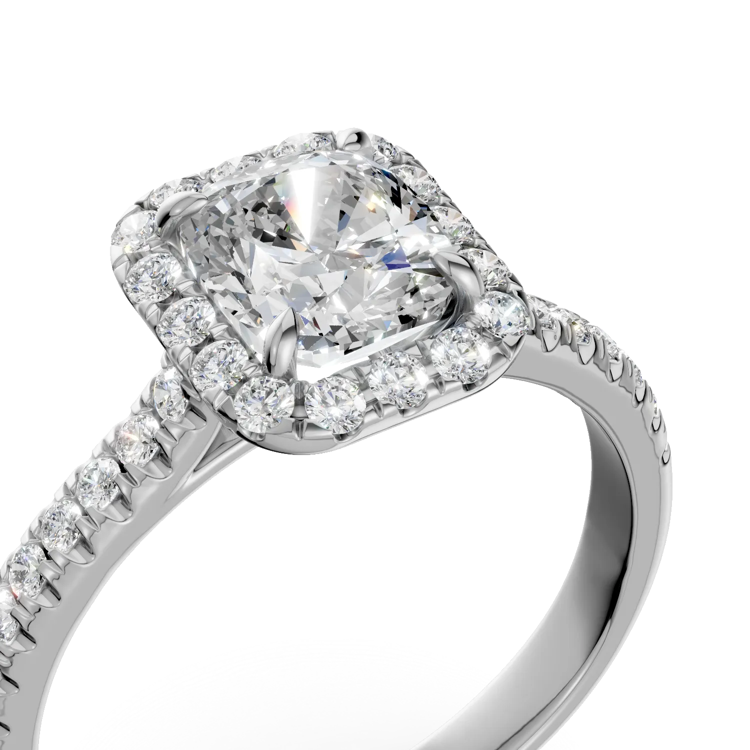 Годежен пръстен от 18K бяло злато с 1.02ct диамант и 0.23ct диаманти