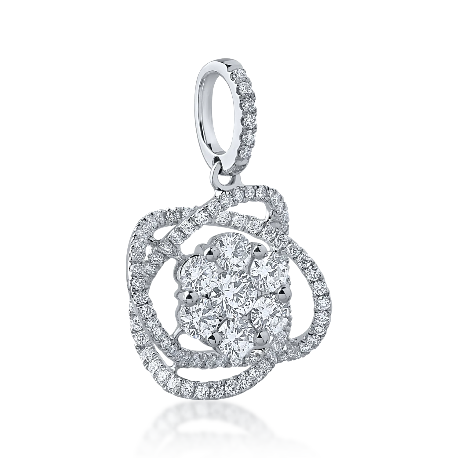 Pandantiv din aur alb cu diamante de 0.88ct - imagine 2