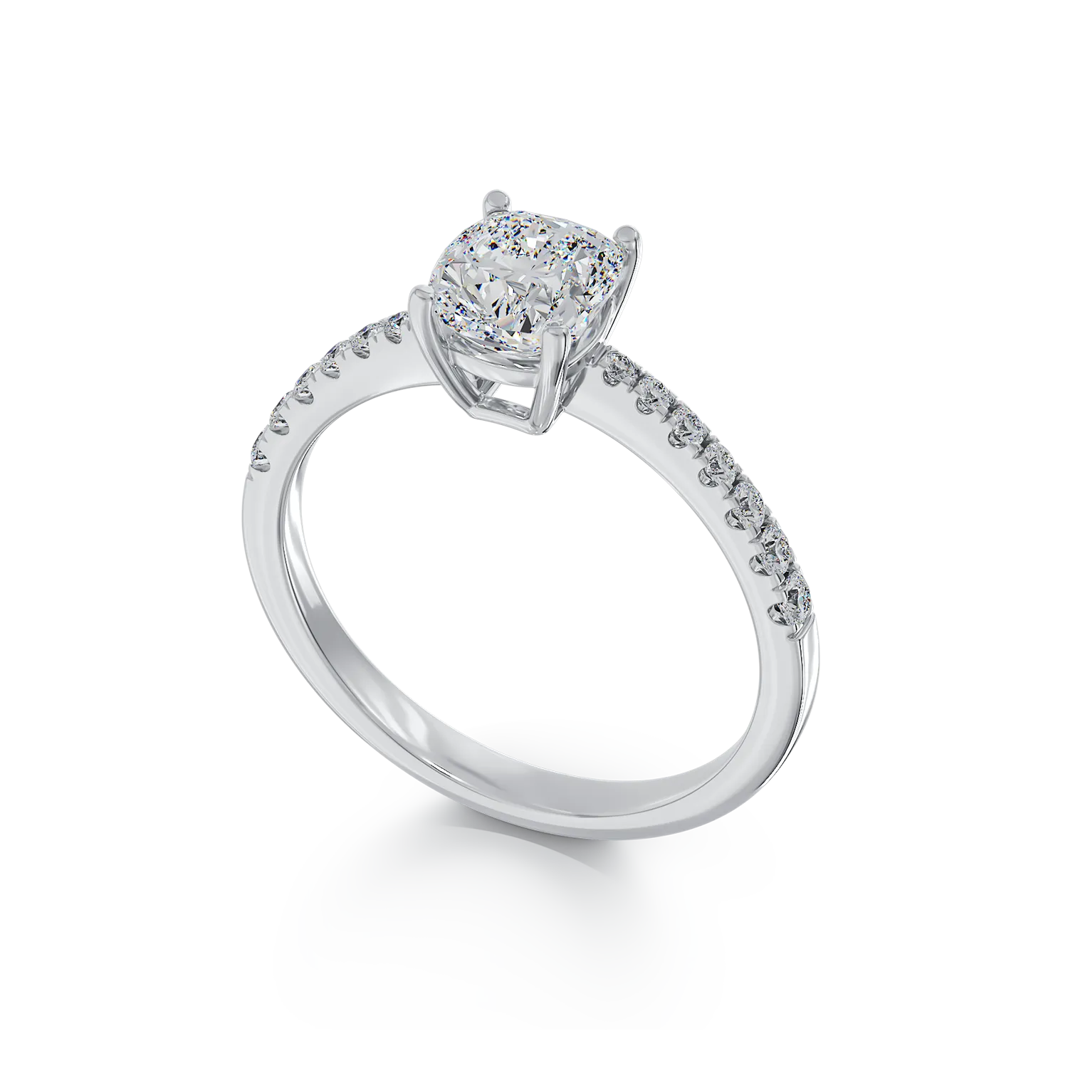 Годежен пръстен от 18K бяло злато с 1.01ct диамант и 0.18ct диаманти
