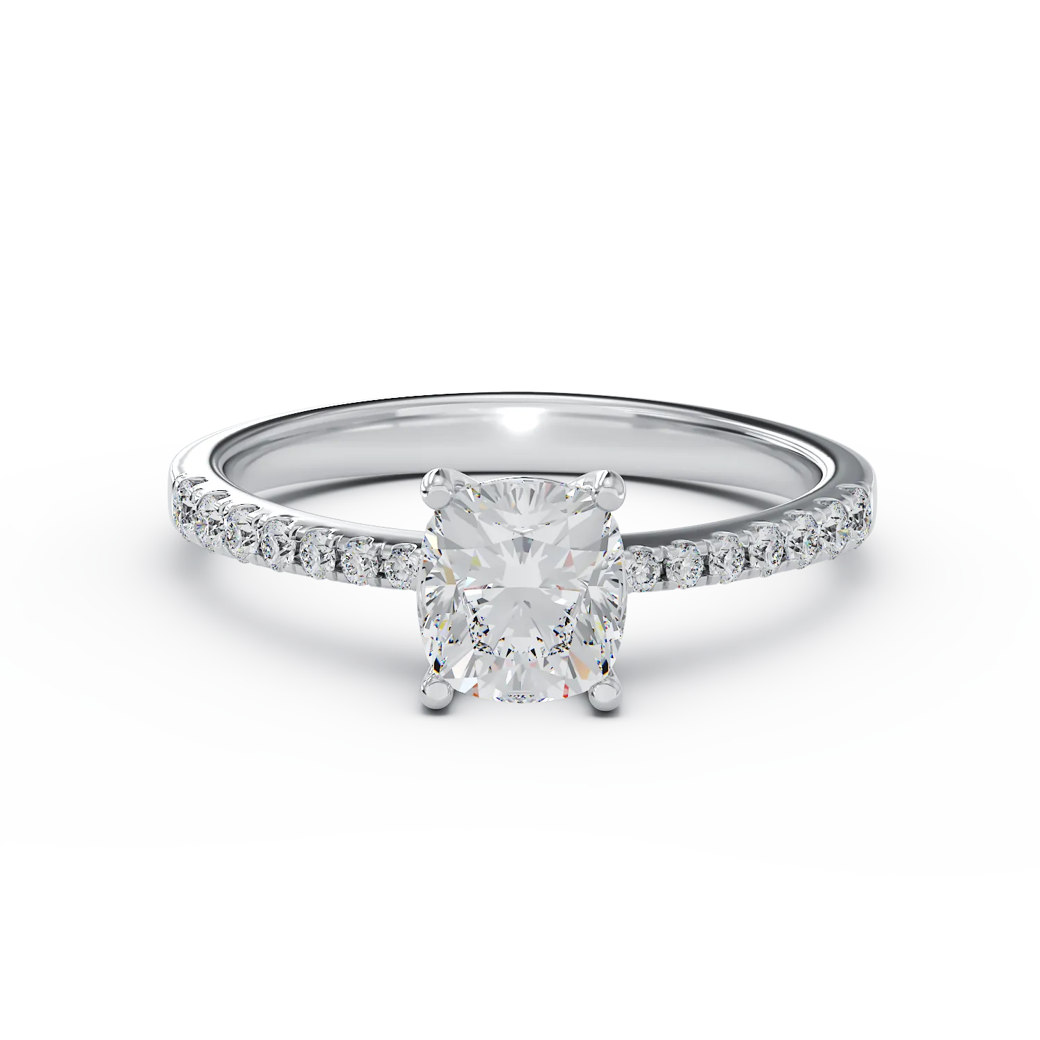 Годежен пръстен от 18K бяло злато с 1.01ct диамант и 0.18ct диаманти