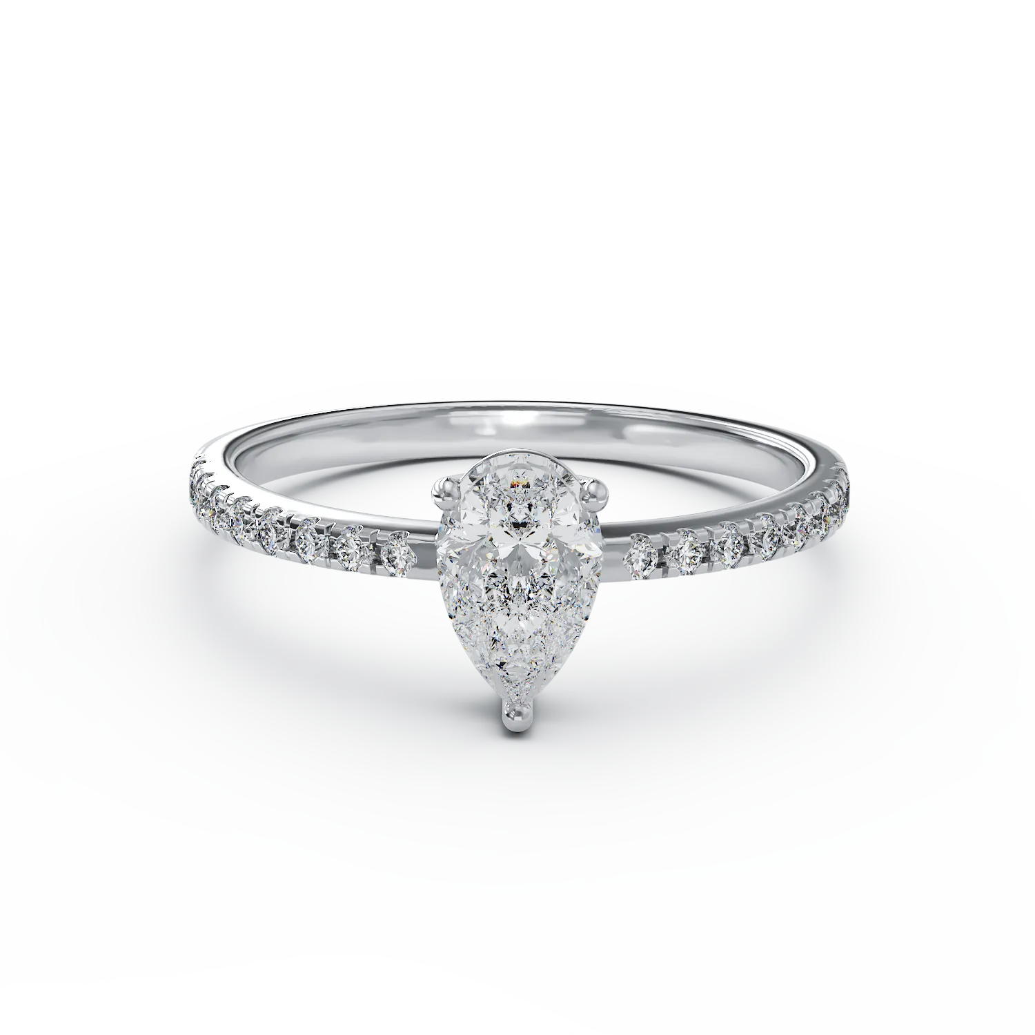 Годежен пръстен от 18K бяло злато с 0.5ct диамант и 0.22ct диаманти