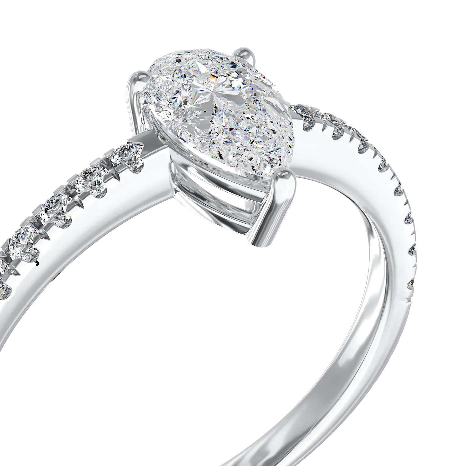 Годежен пръстен от 18K бяло злато с 0.5ct диамант и 0.22ct диаманти