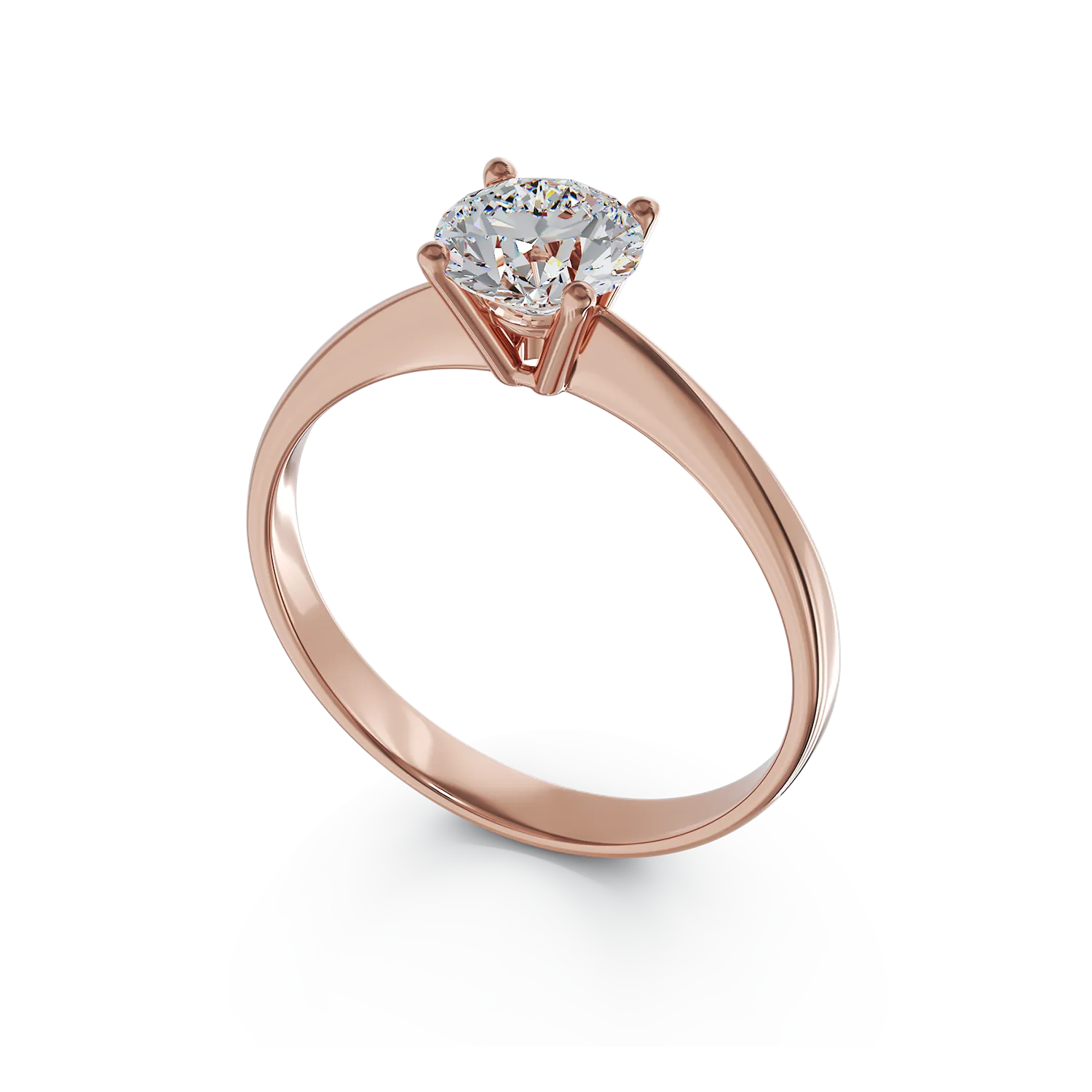 Inel de logodna din aur roz de 18K cu diamant solitaire de 1.26ct