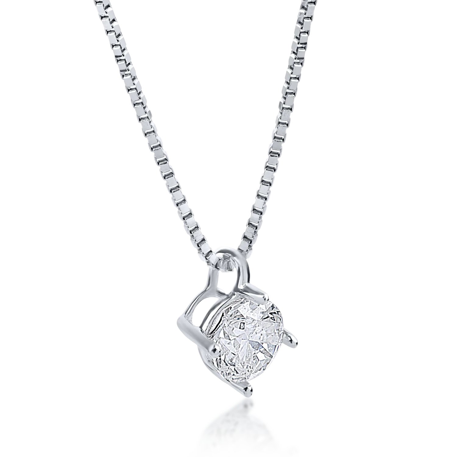 Lant cu pandantiv din aur alb cu diamant de 0.31ct