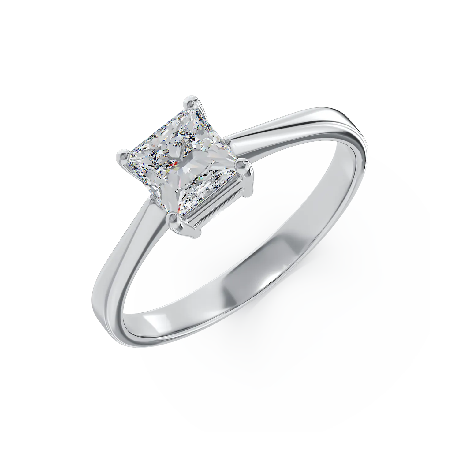 Годежен пръстен от бяло злато 18K с диамант от пасианс 0.91ct