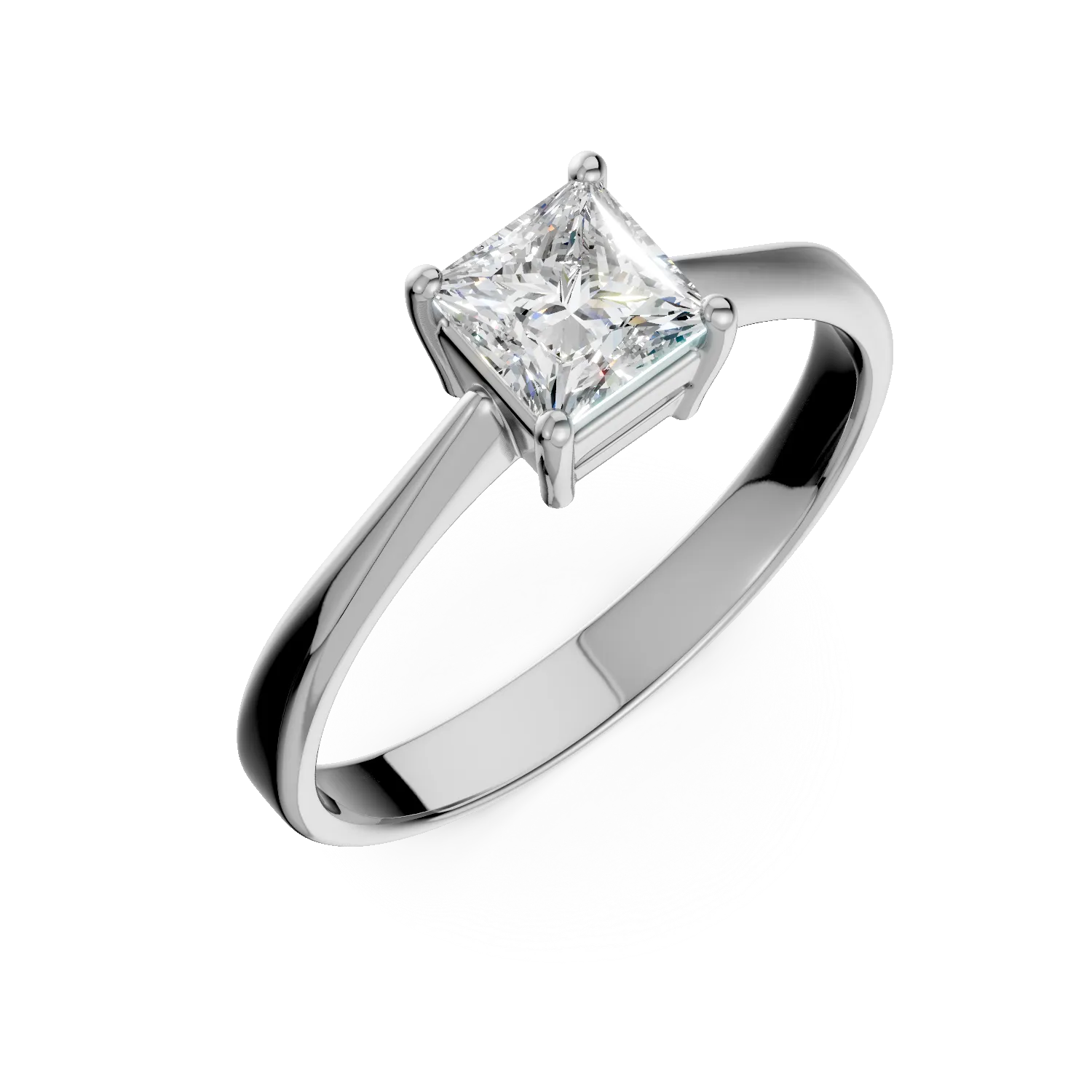 Inel de logodna din aur alb de 18K cu diamant solitaire de 0.91ct