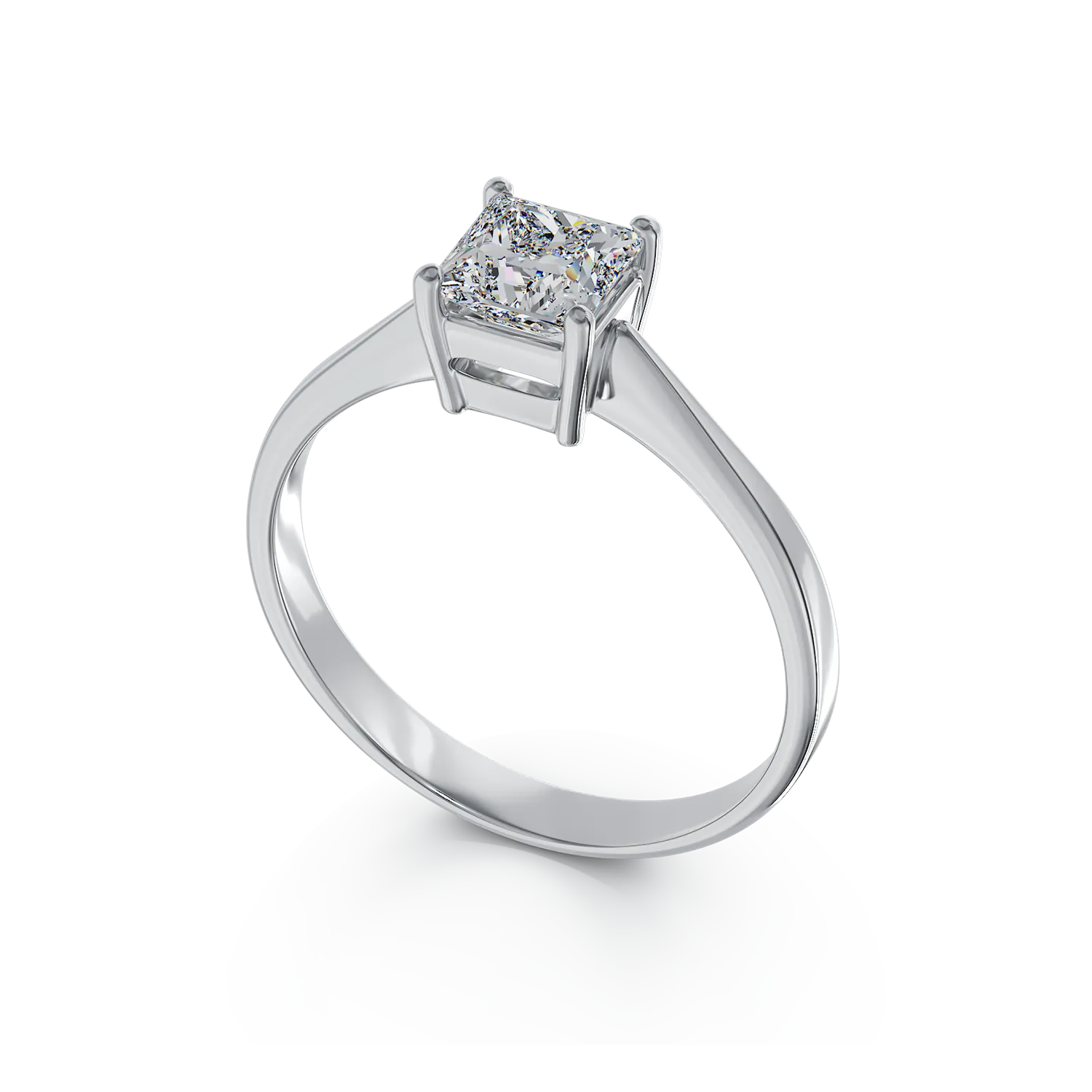 Inel de logodna din aur alb de 18K cu diamant solitaire de 0.91ct