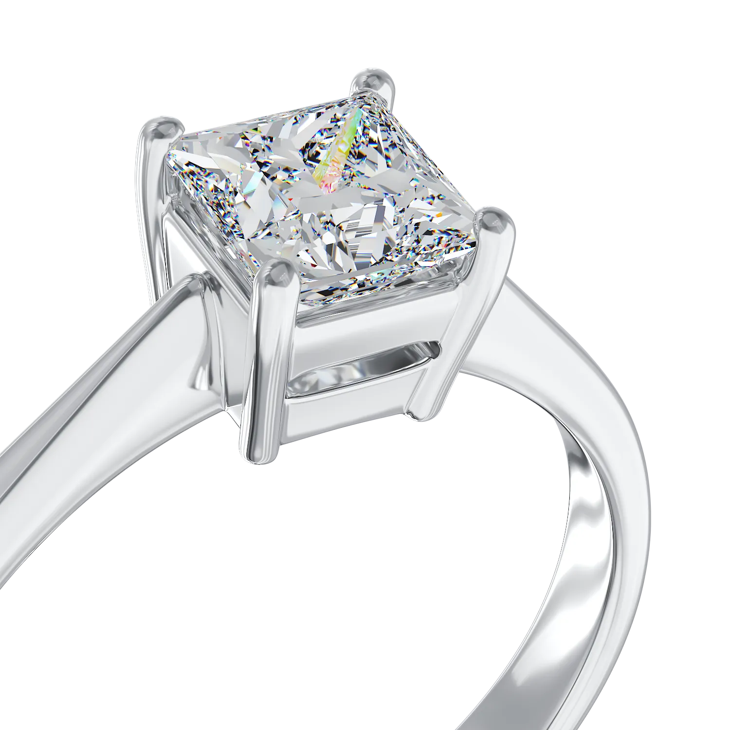 18K white gold engagement ring with a 0.91ct solitaire diamond
