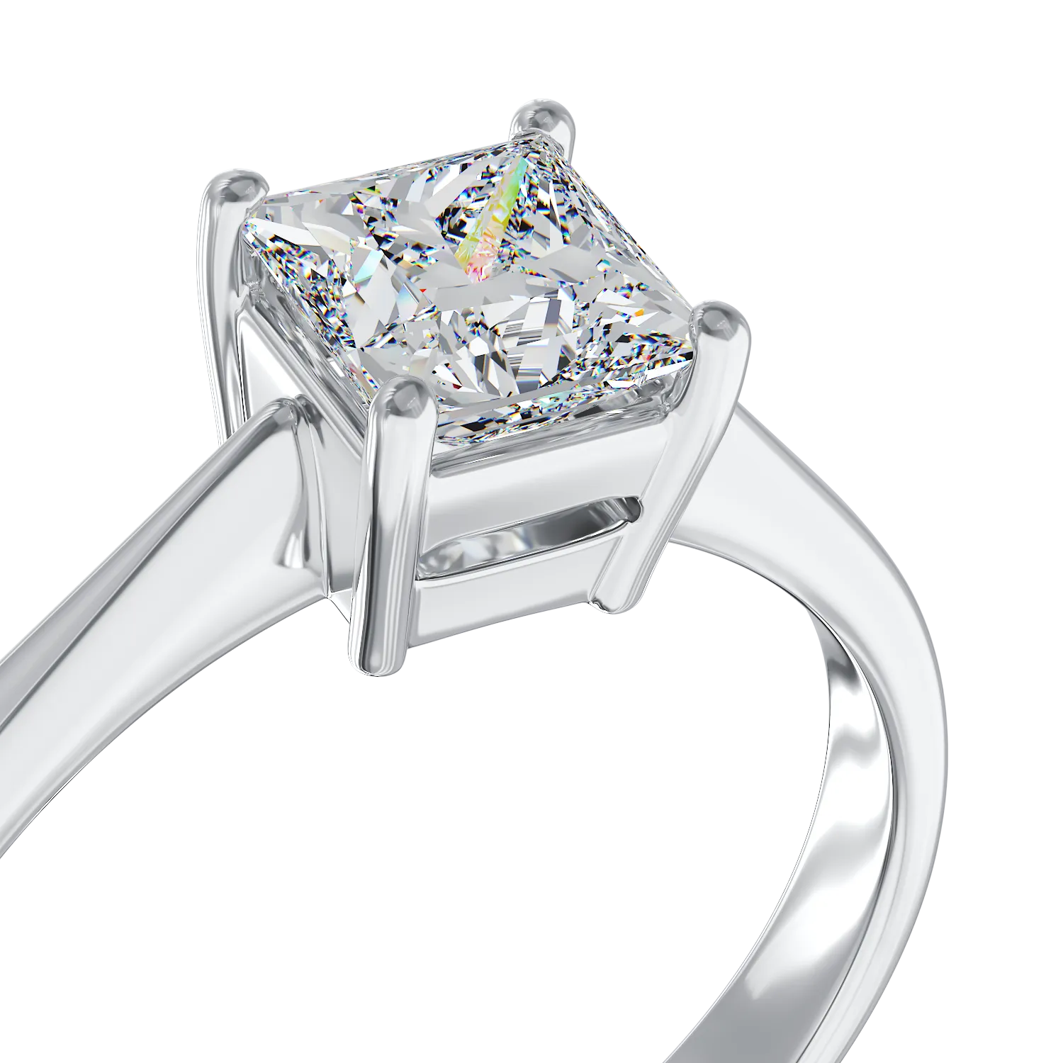 Inel de logodna din aur alb de 18K cu diamant solitaire de 0.91ct