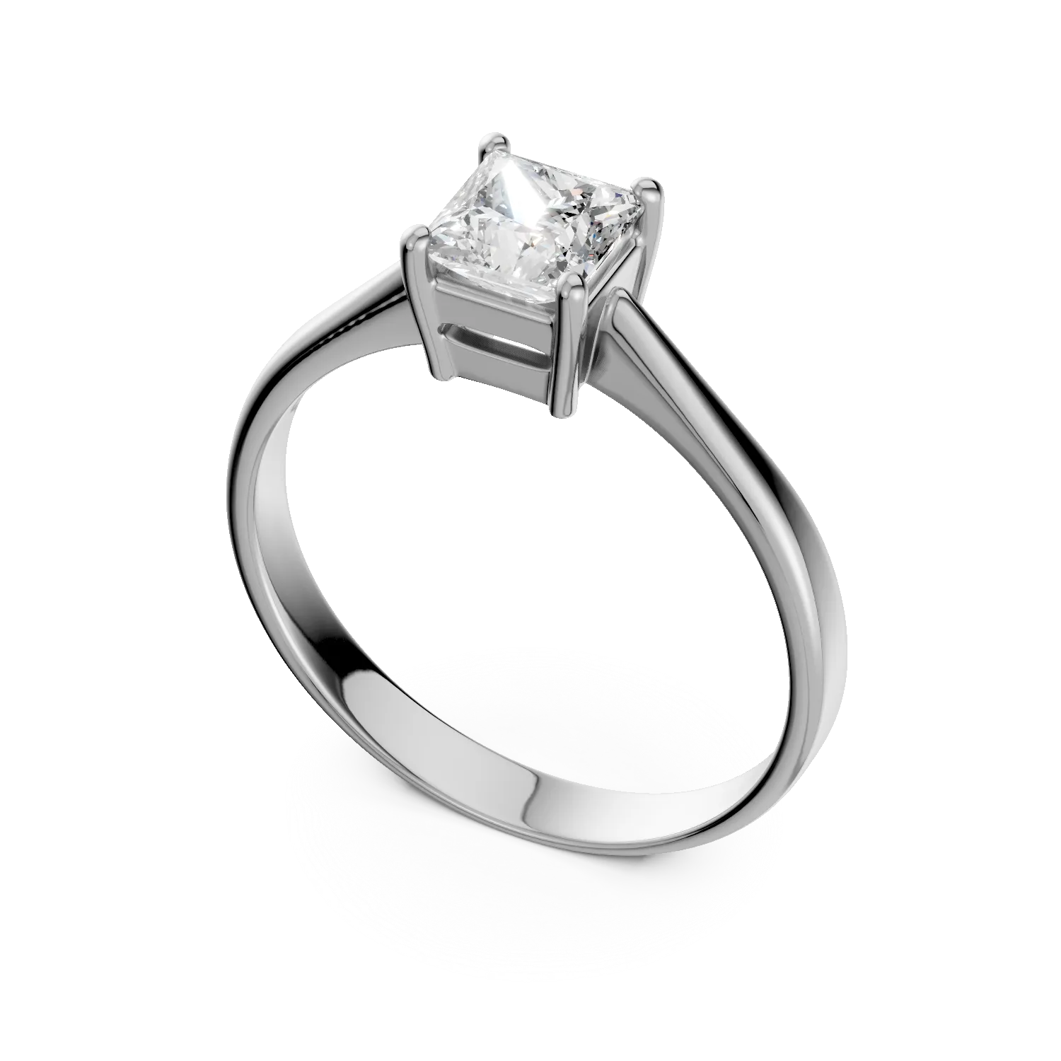 Годежен пръстен от бяло злато 18K с диамант от пасианс 0.91ct
