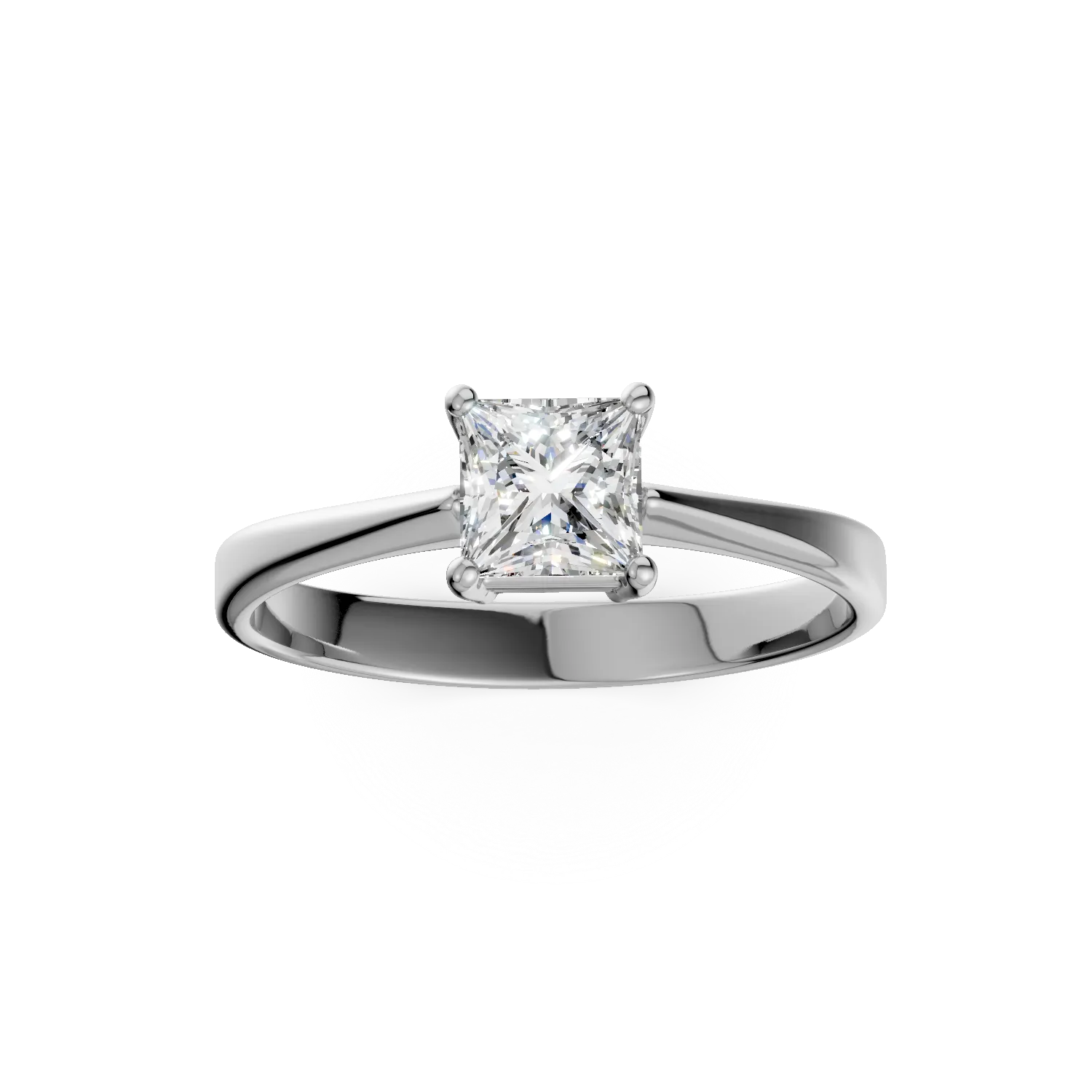 Годежен пръстен от бяло злато 18K с диамант от пасианс 0.91ct