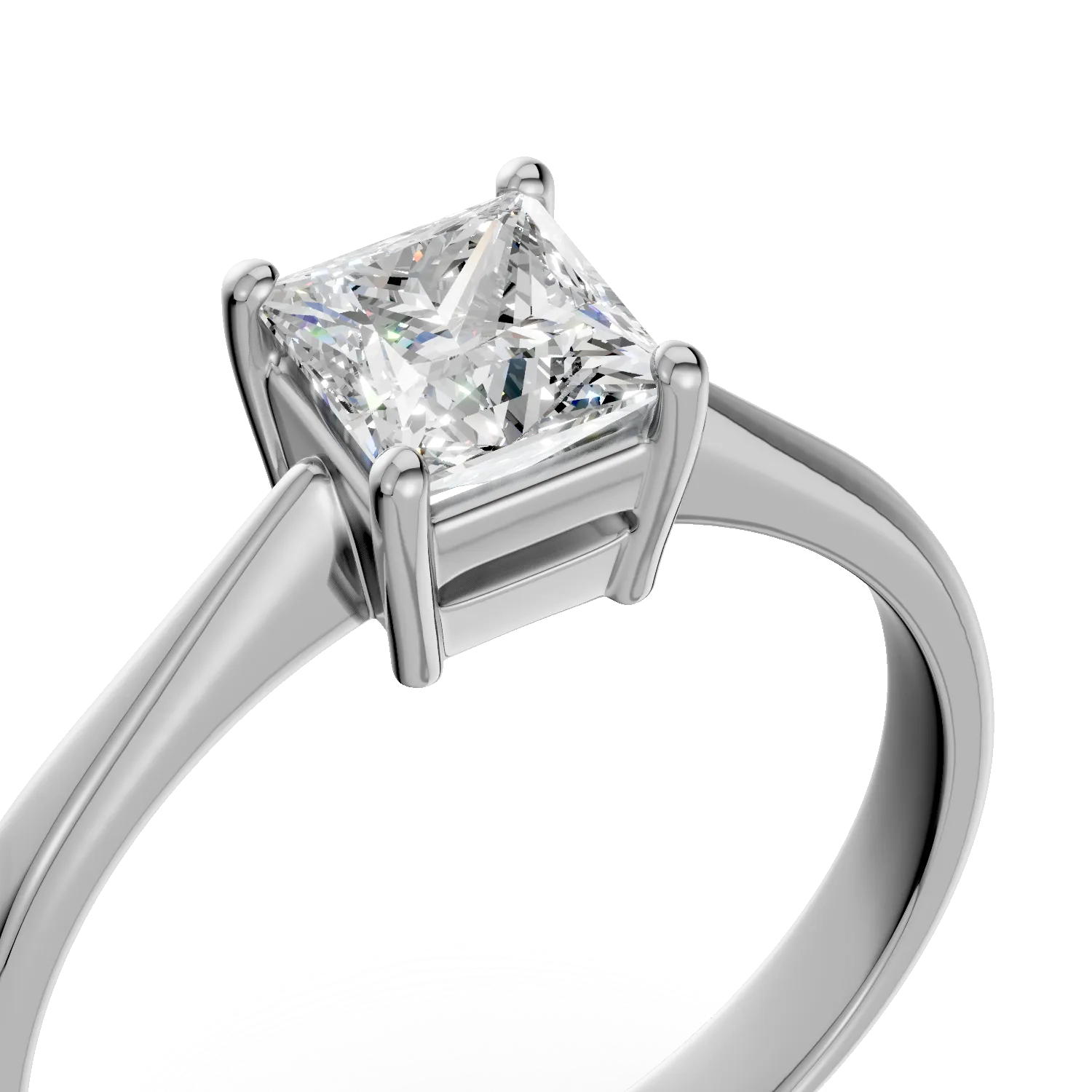 Годежен пръстен от бяло злато 18K с диамант от пасианс 0.91ct