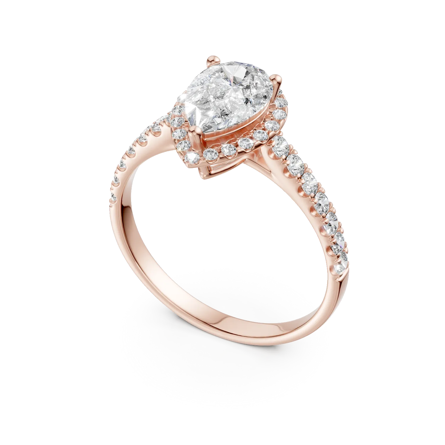 18K rose gold engagement ring with 0.9ct diamond and 0.39ct diamonds