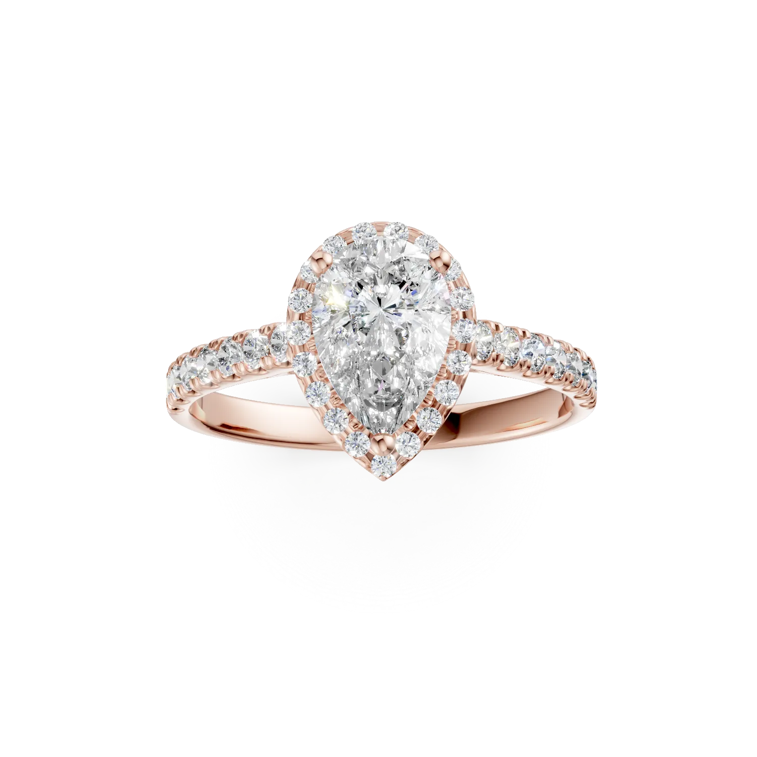 18K rose gold engagement ring with 0.9ct diamond and 0.39ct diamonds