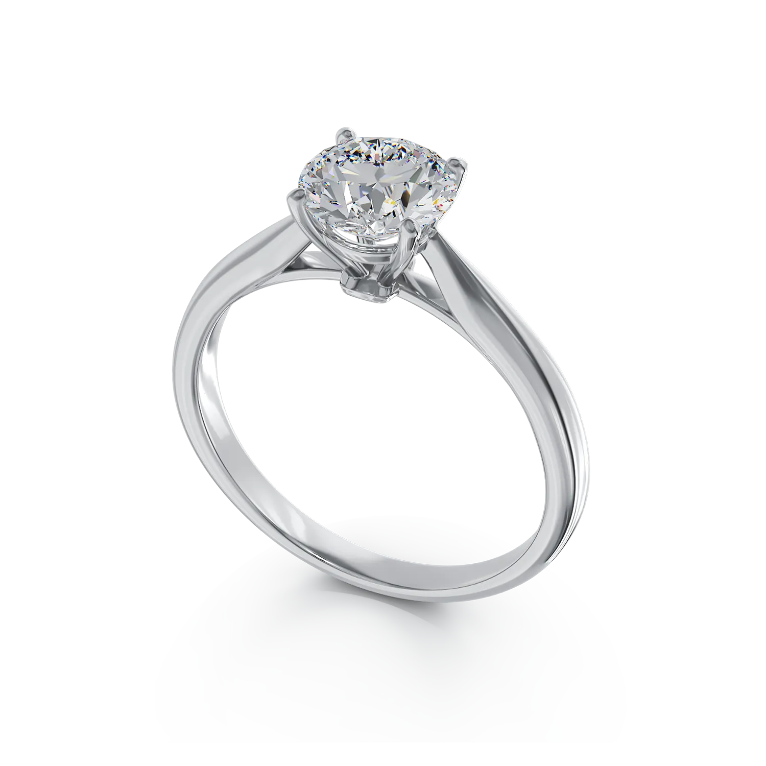 Inel de logodna din aur alb de 18K cu diamant solitaire de 0.9ct