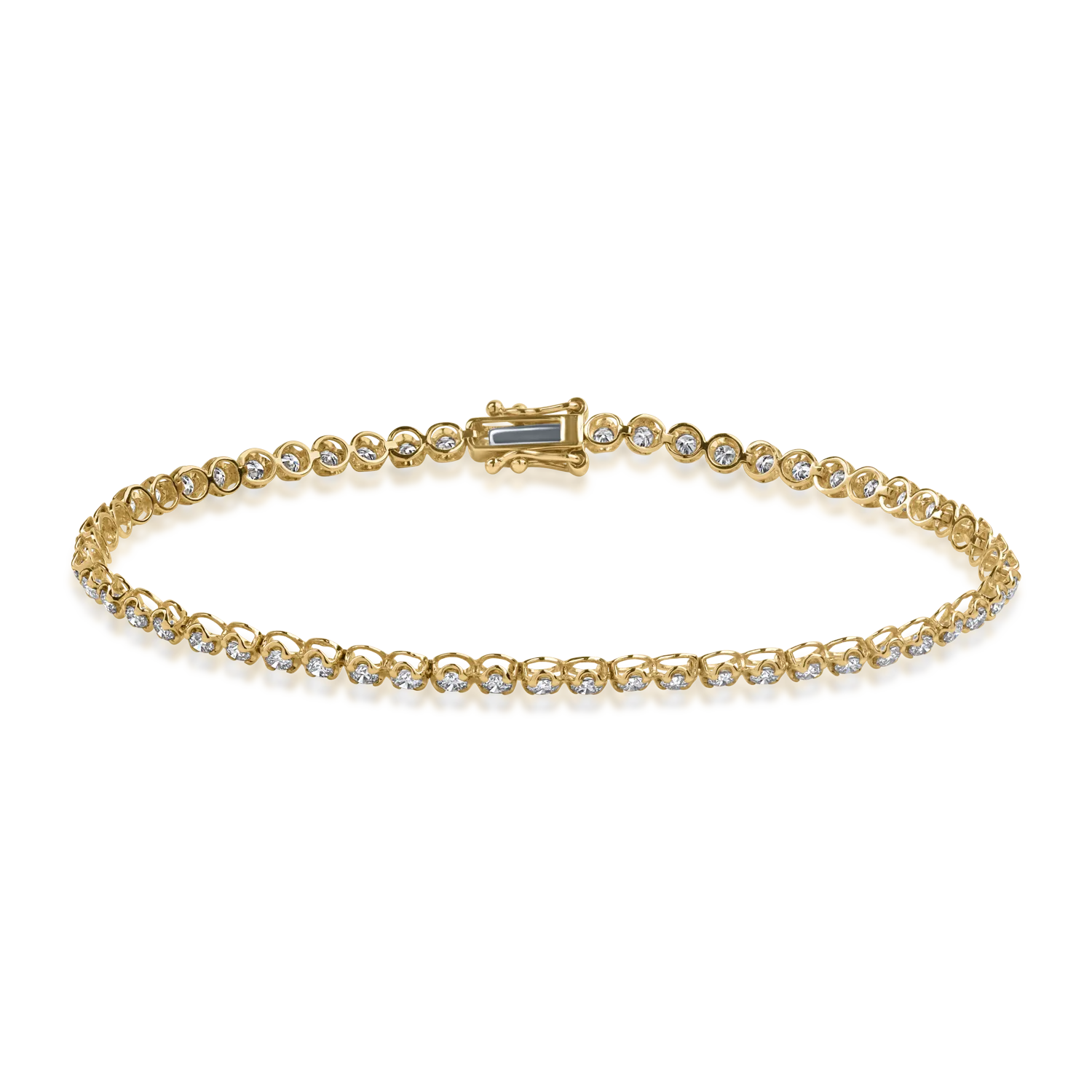 Bratara tennis din aur galben cu diamante de 2ct