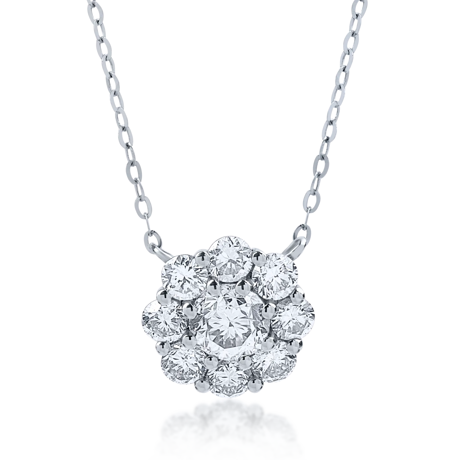 Teilor Lant cu pandantiv din aur alb cu diamante de 0.74ct