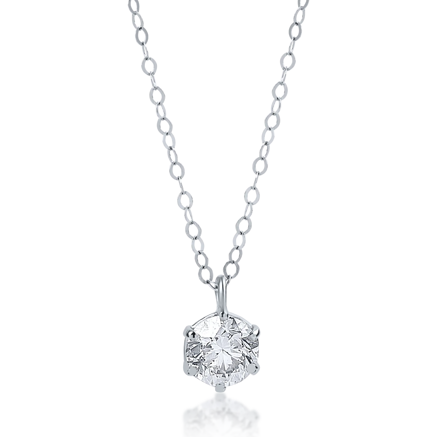 Колие с висулка от бяло злато с диамант 0.41ct