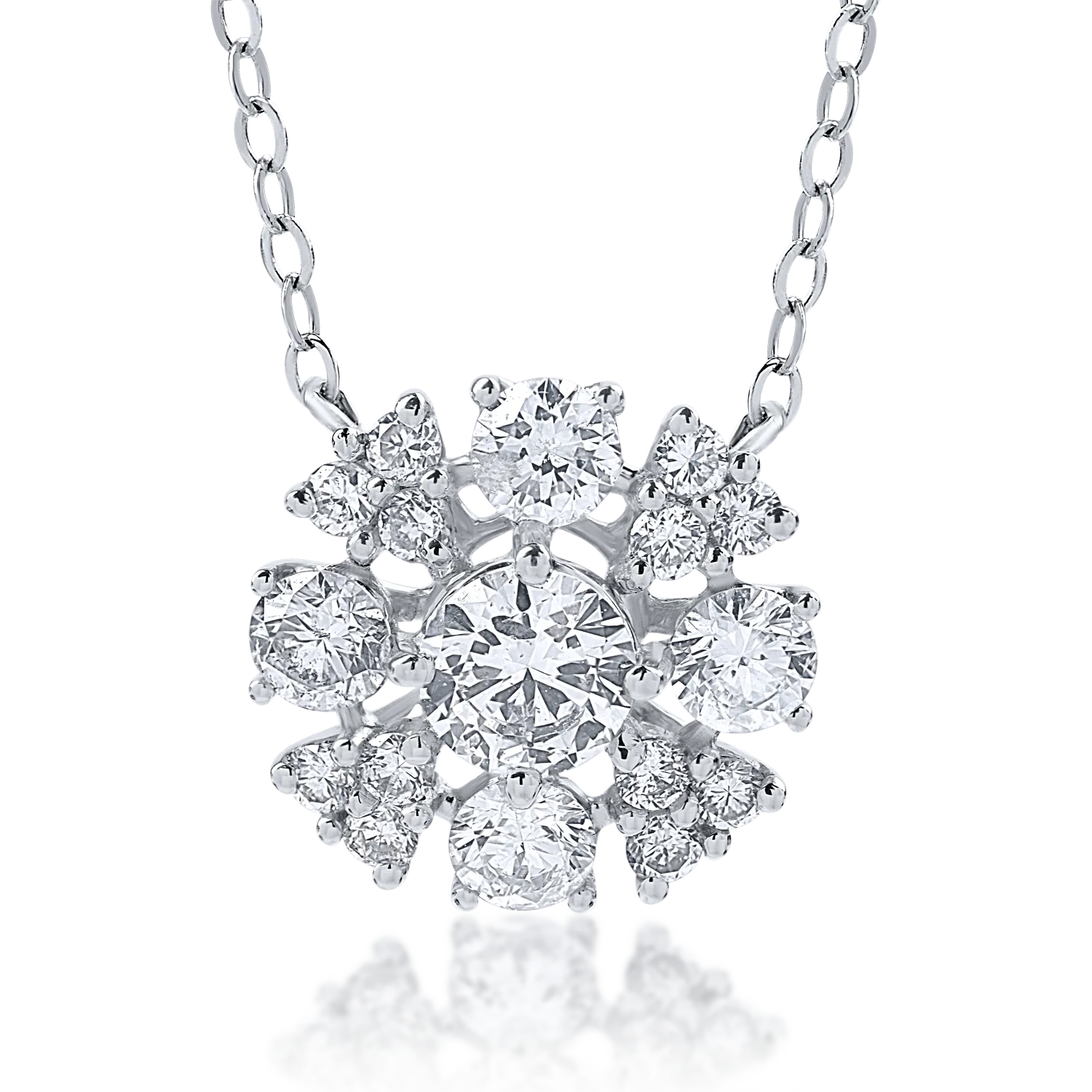 Teilor Lant cu pandantiv din aur alb cu diamante de 0.74ct