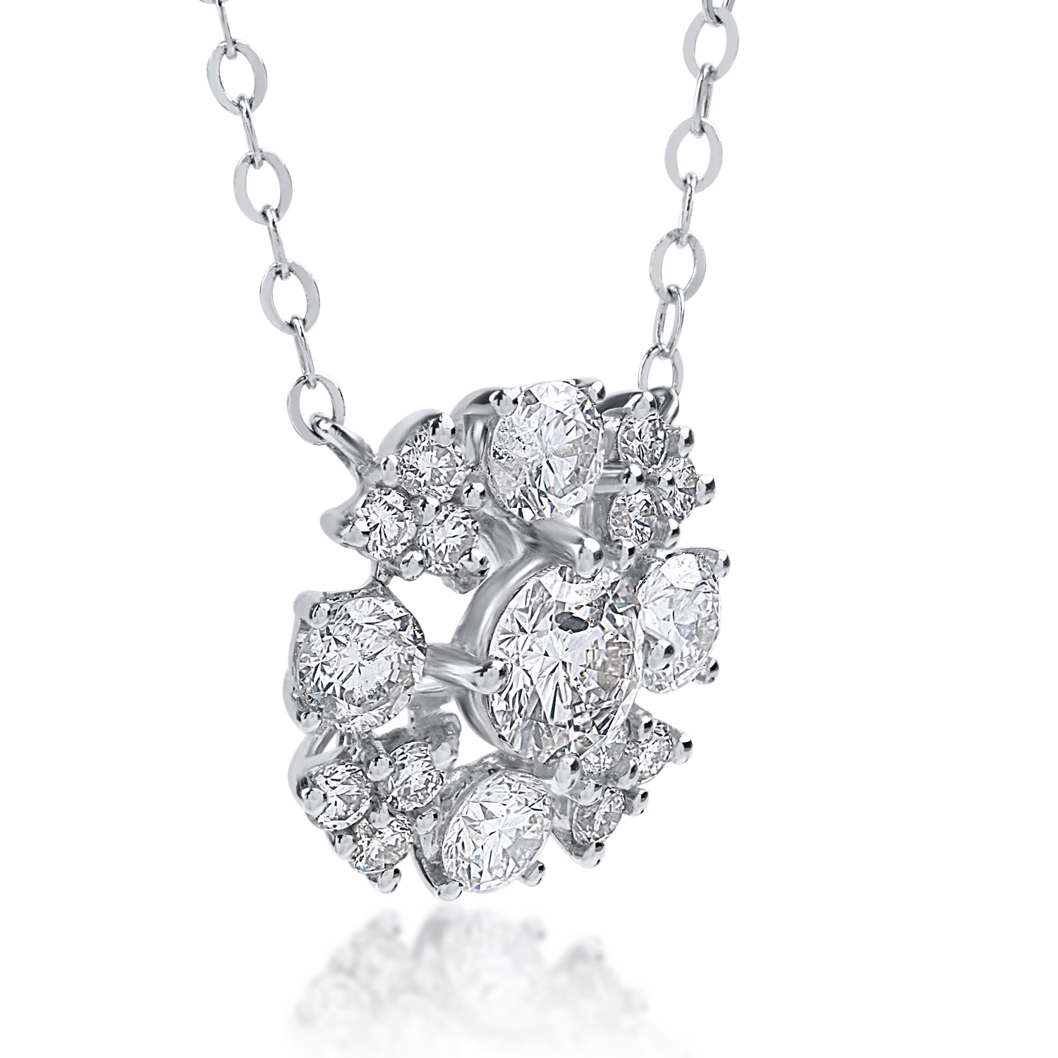 Lant cu pandantiv din aur alb cu diamante de 0.74ct