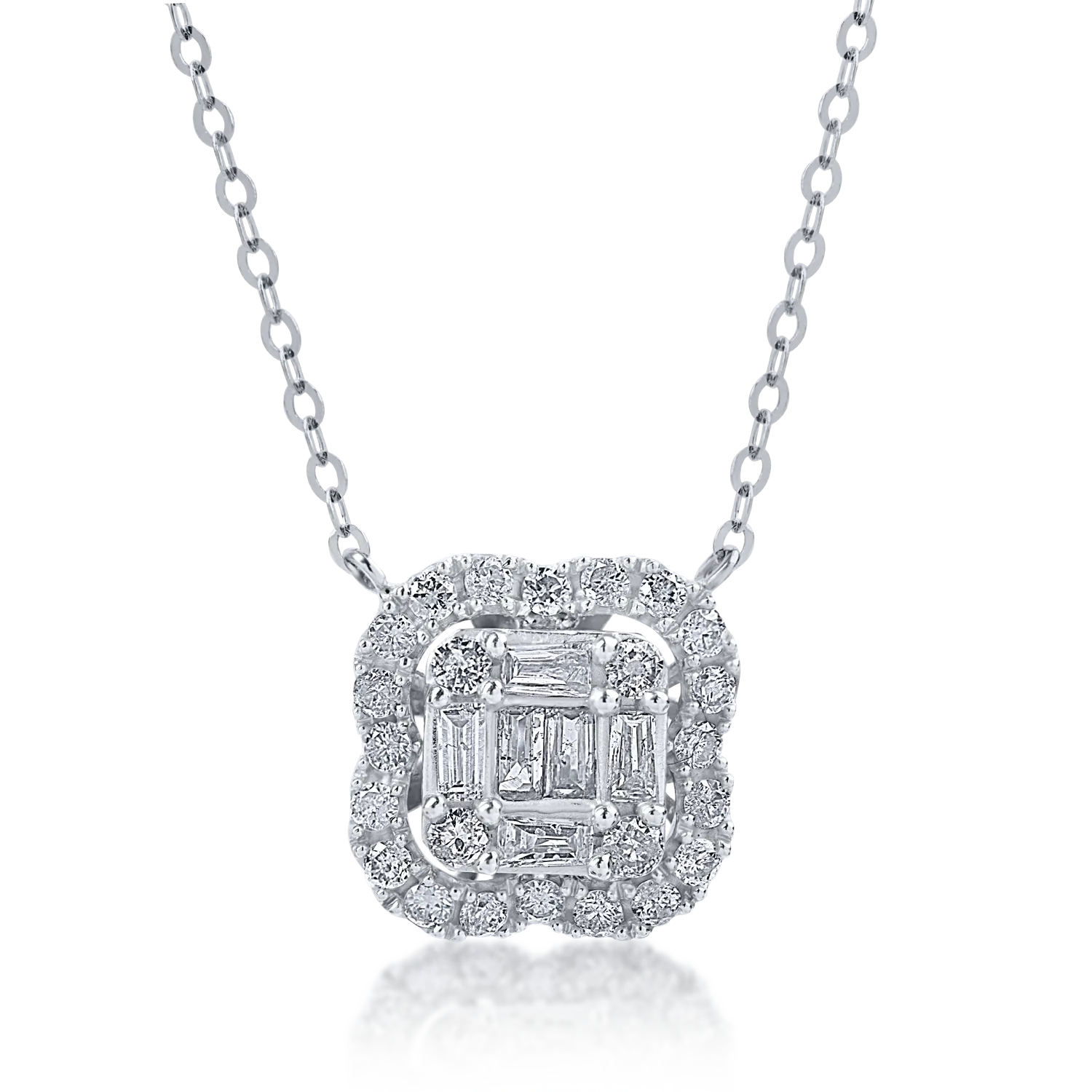 Lant cu pandantiv din aur alb cu diamante de 0.42ct-153489