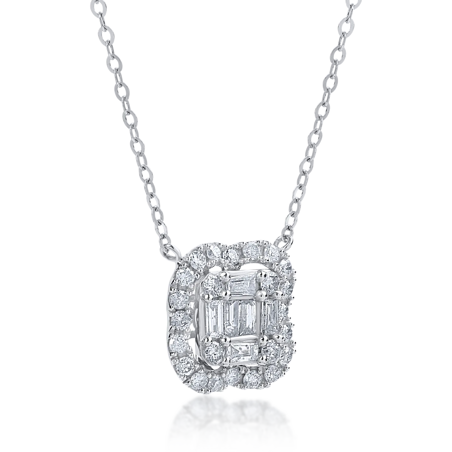 Lant cu pandantiv din aur alb cu diamante de 0.42ct