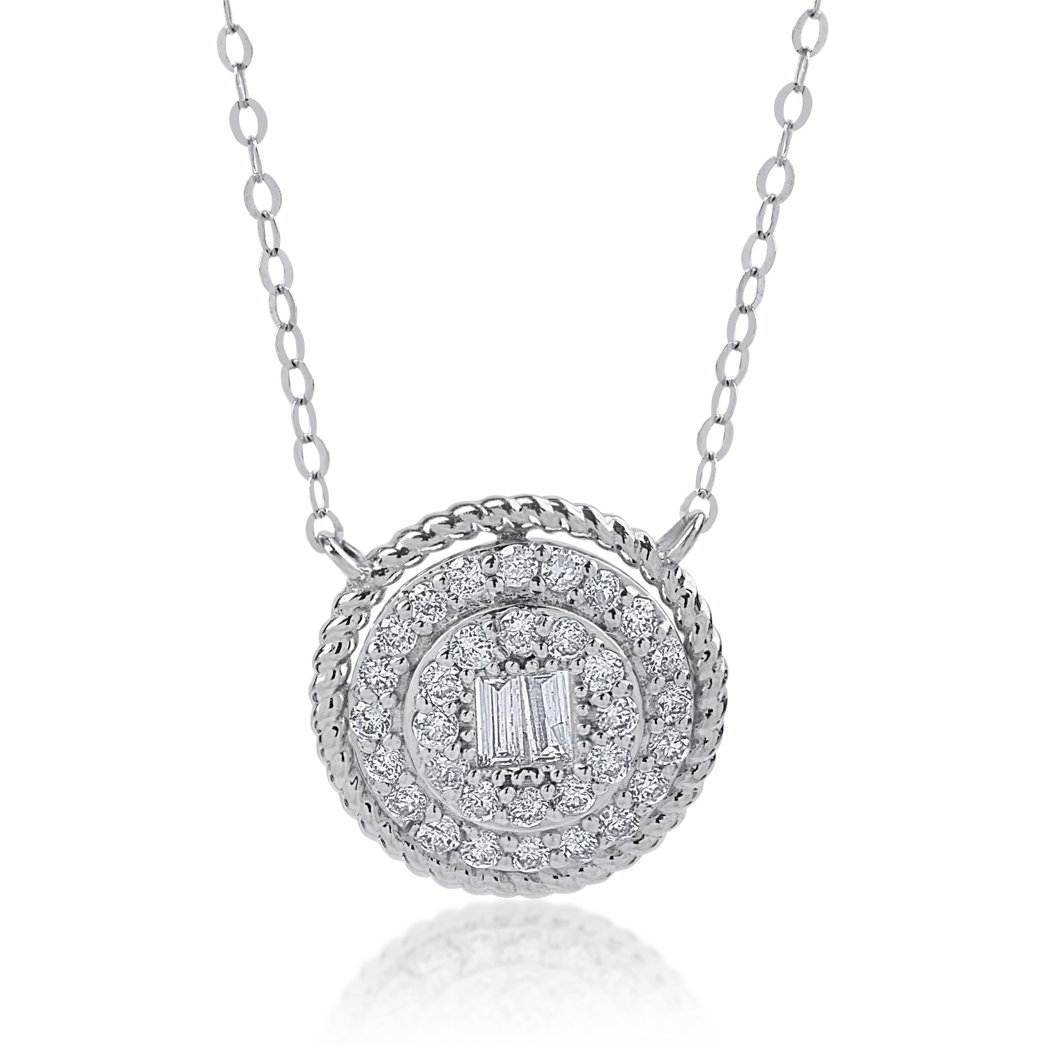 Колие с висулка от бяло злато с диаманти 0.3ct