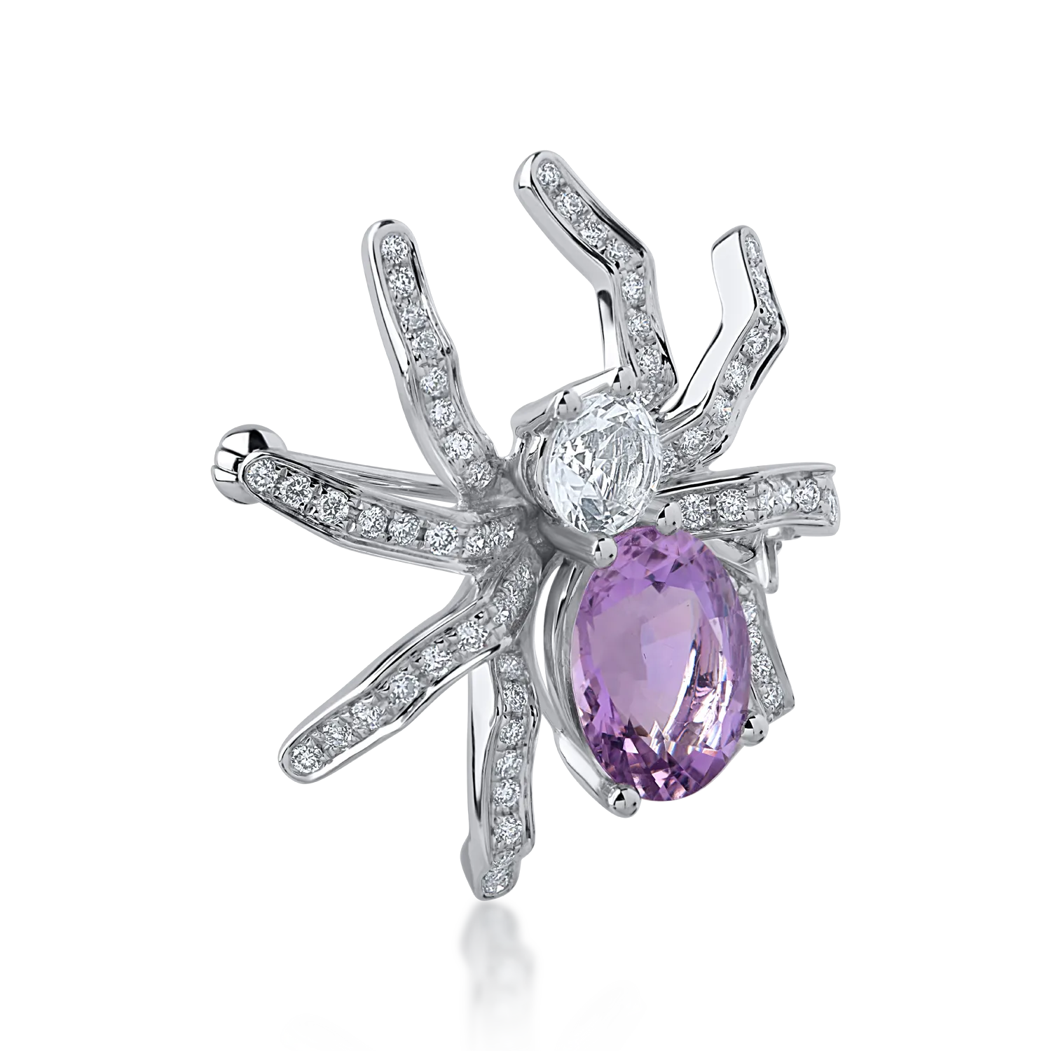 White gold brooch with 2.83ct amethysts and 0.42ct diamonds