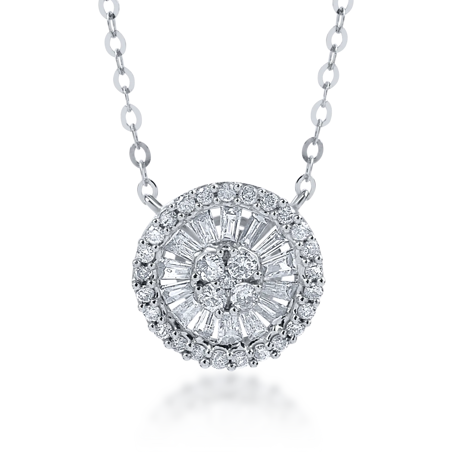 Lant cu pandantiv din aur alb cu diamante baguette de 0.32ct