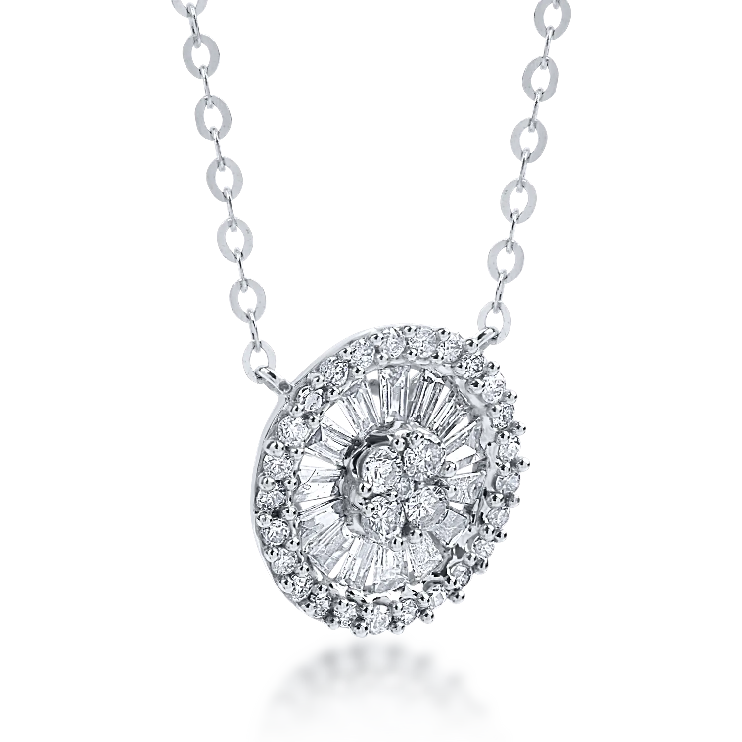 Lant cu pandantiv din aur alb cu diamante de 0.32ct