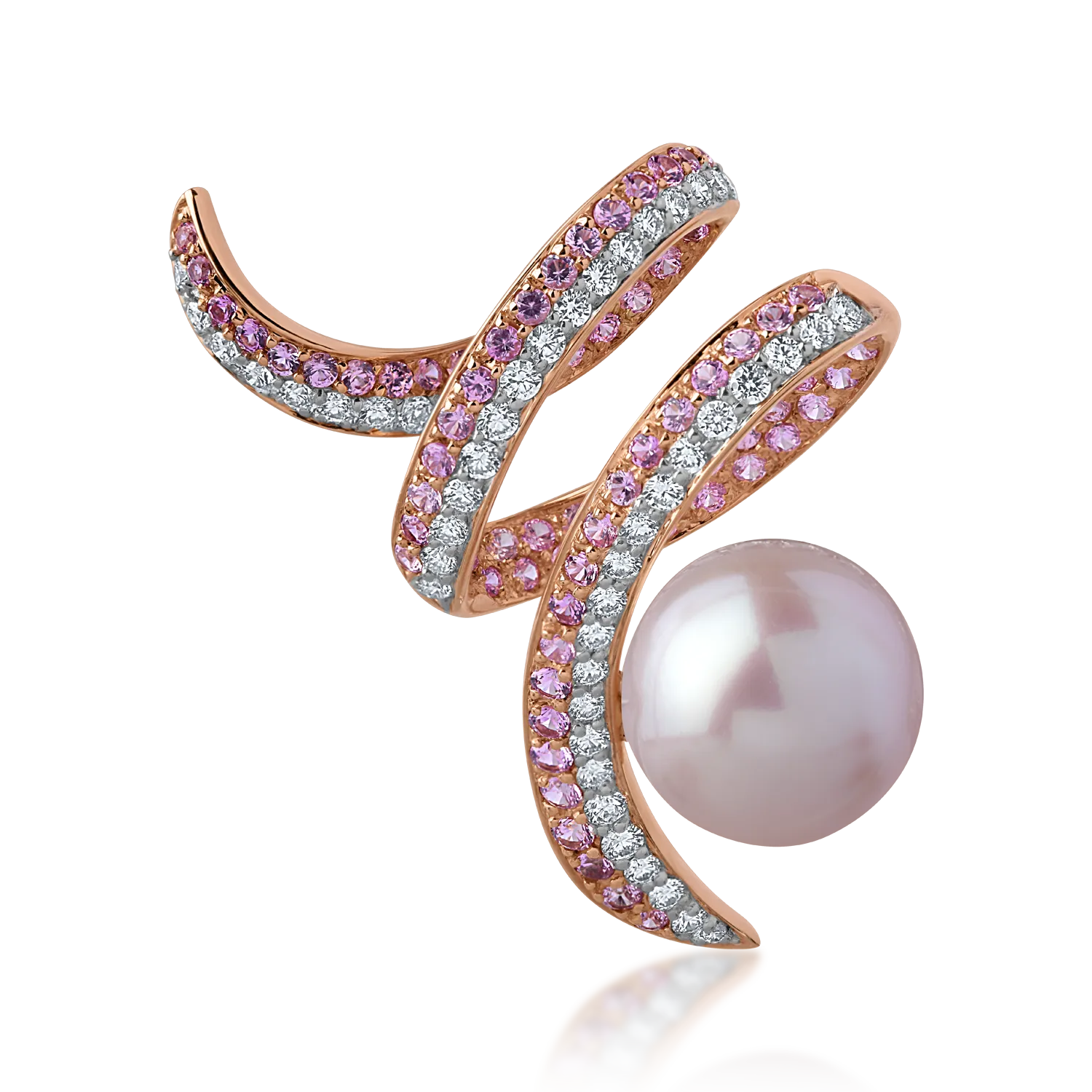 Broszka z 18K różowego złota z kamieniami szlachetnymi i półszlachetnymi o masie 1.43ct