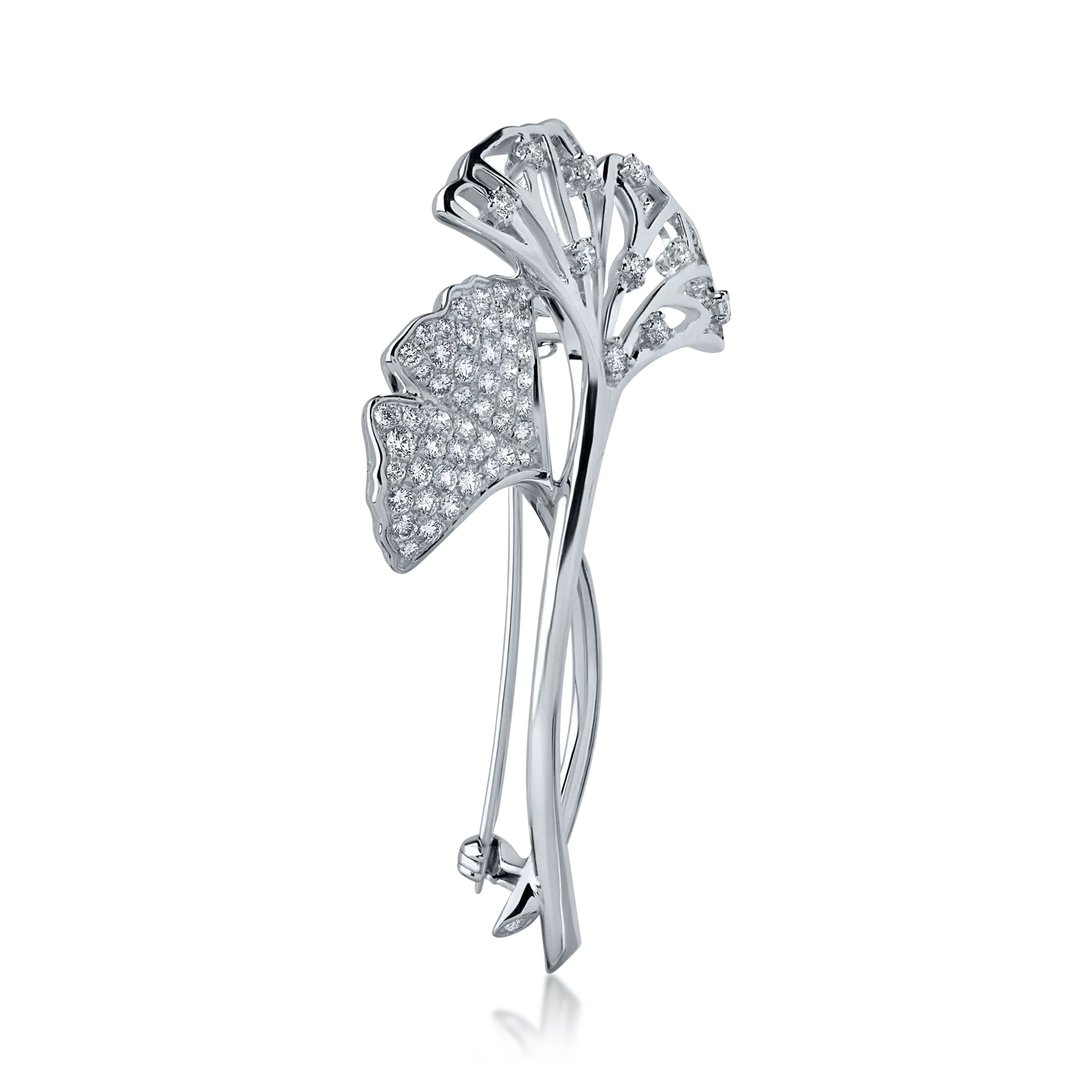 Brosa din aur alb de 18K cu diamante de 0.86ct
