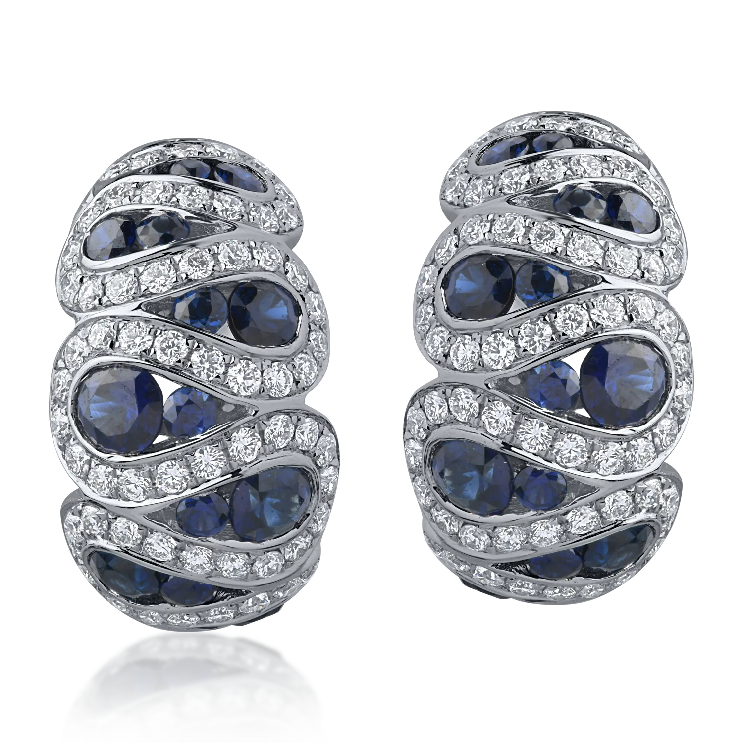 White gold earrings with 2.09ct blue sapphires and 1.05ct diamonds