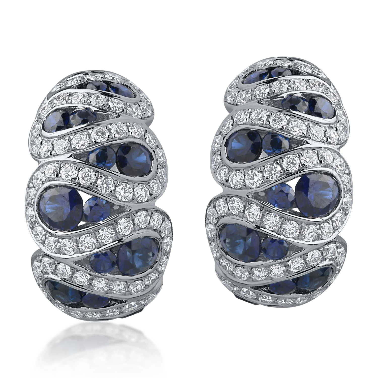 Cercei din aur alb cu safire albastre de 2.09ct si diamante de 1.05ct-153517