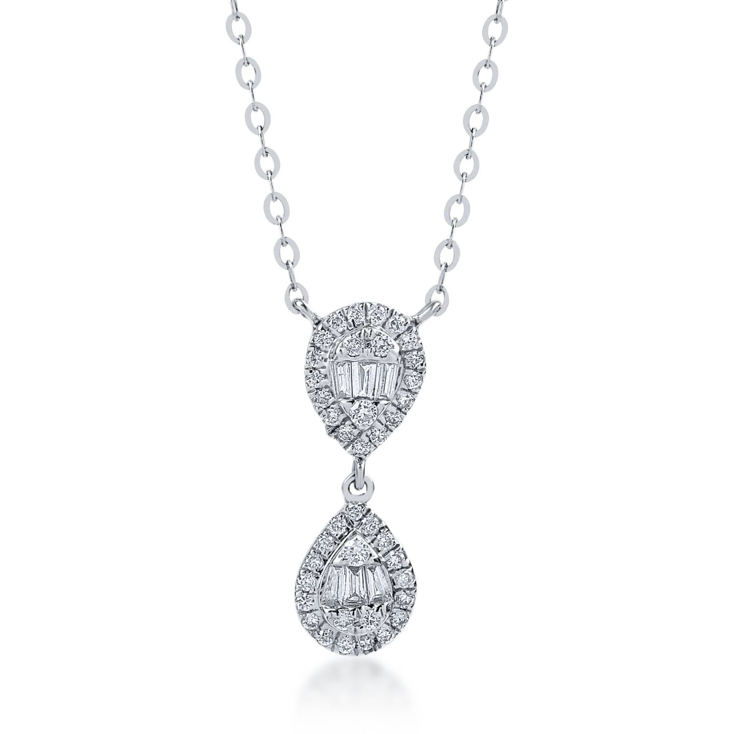 Lant cu pandantiv din aur alb cu diamante de 0.18ct