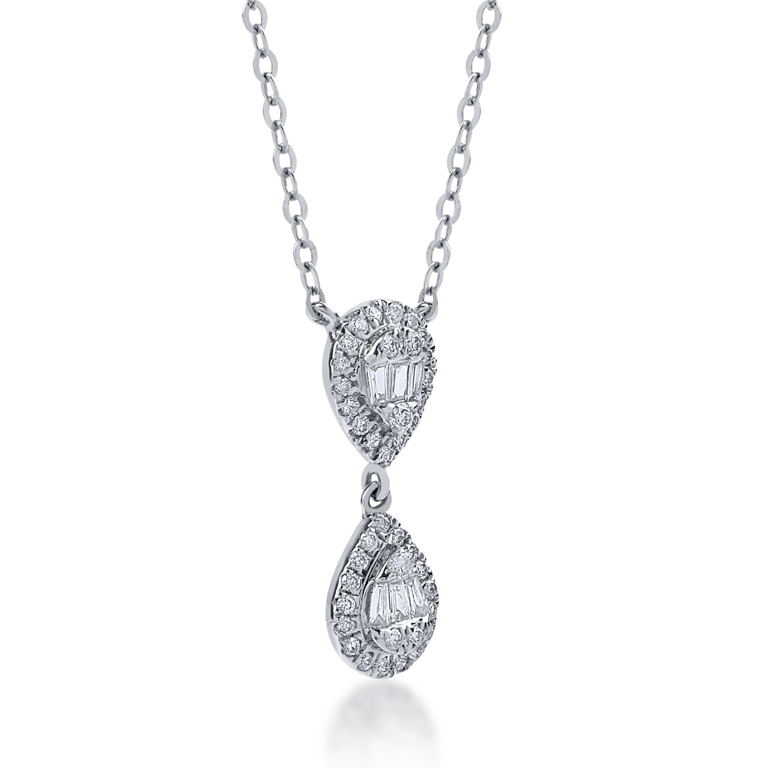 Lant cu pandantiv din aur alb cu diamante de 0.18ct