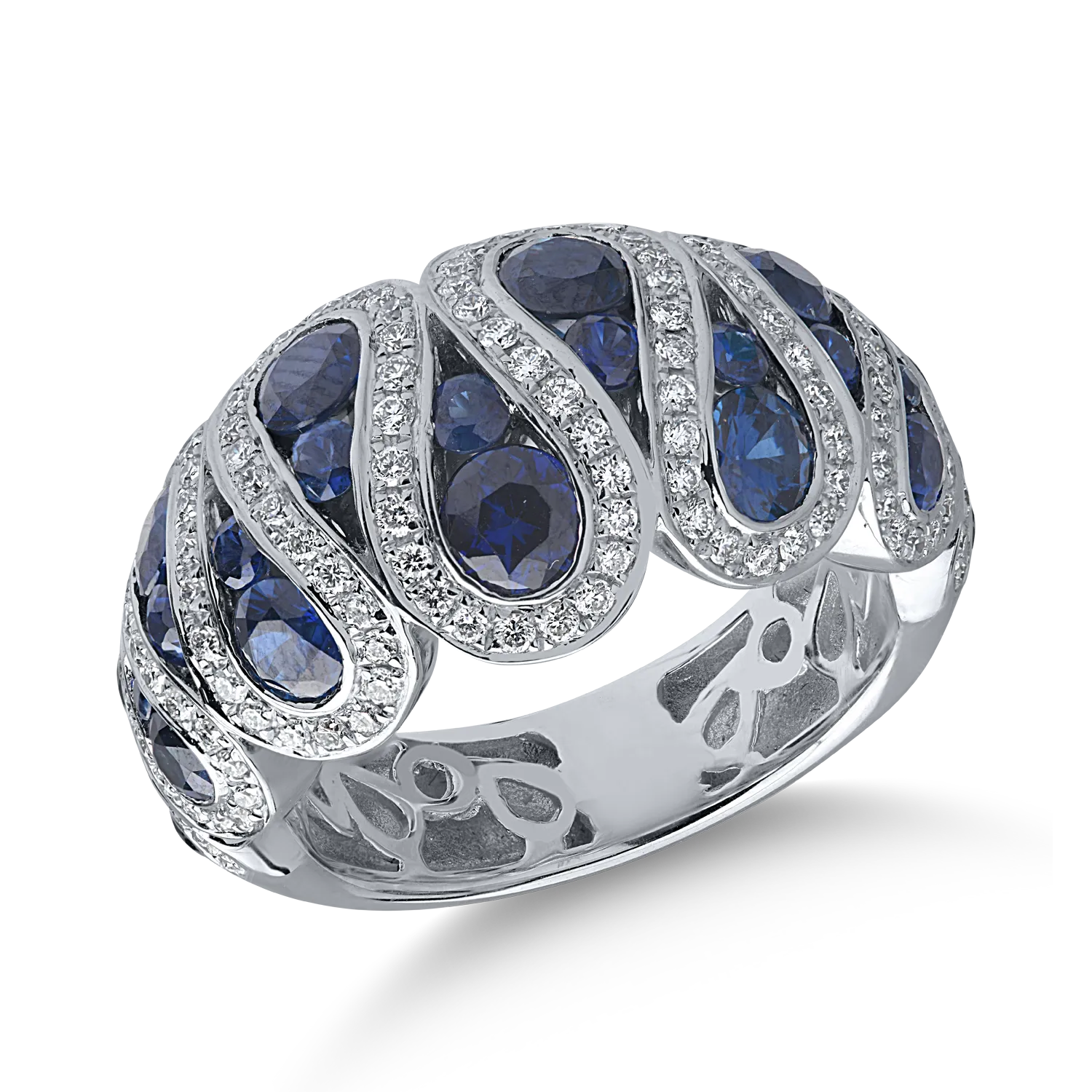 Inel din aur alb cu safire de 2.61ct si diamante de 0.64ct-153519