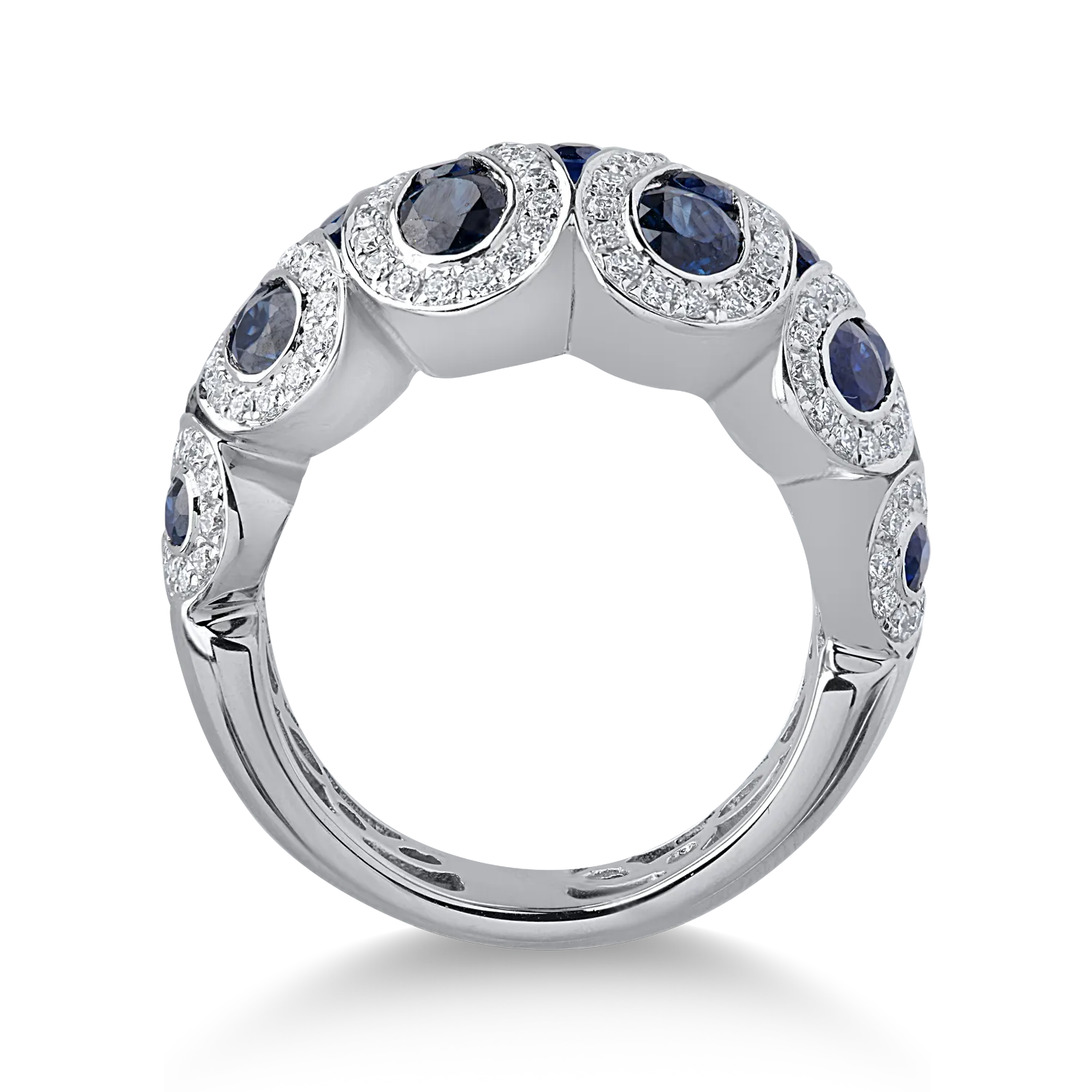 Inel din aur alb cu safire de 2.61ct si diamante de 0.64ct