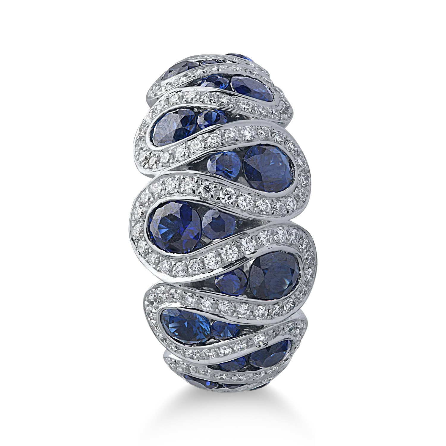 Inel din aur alb cu safire de 2.61ct si diamante de 0.64ct