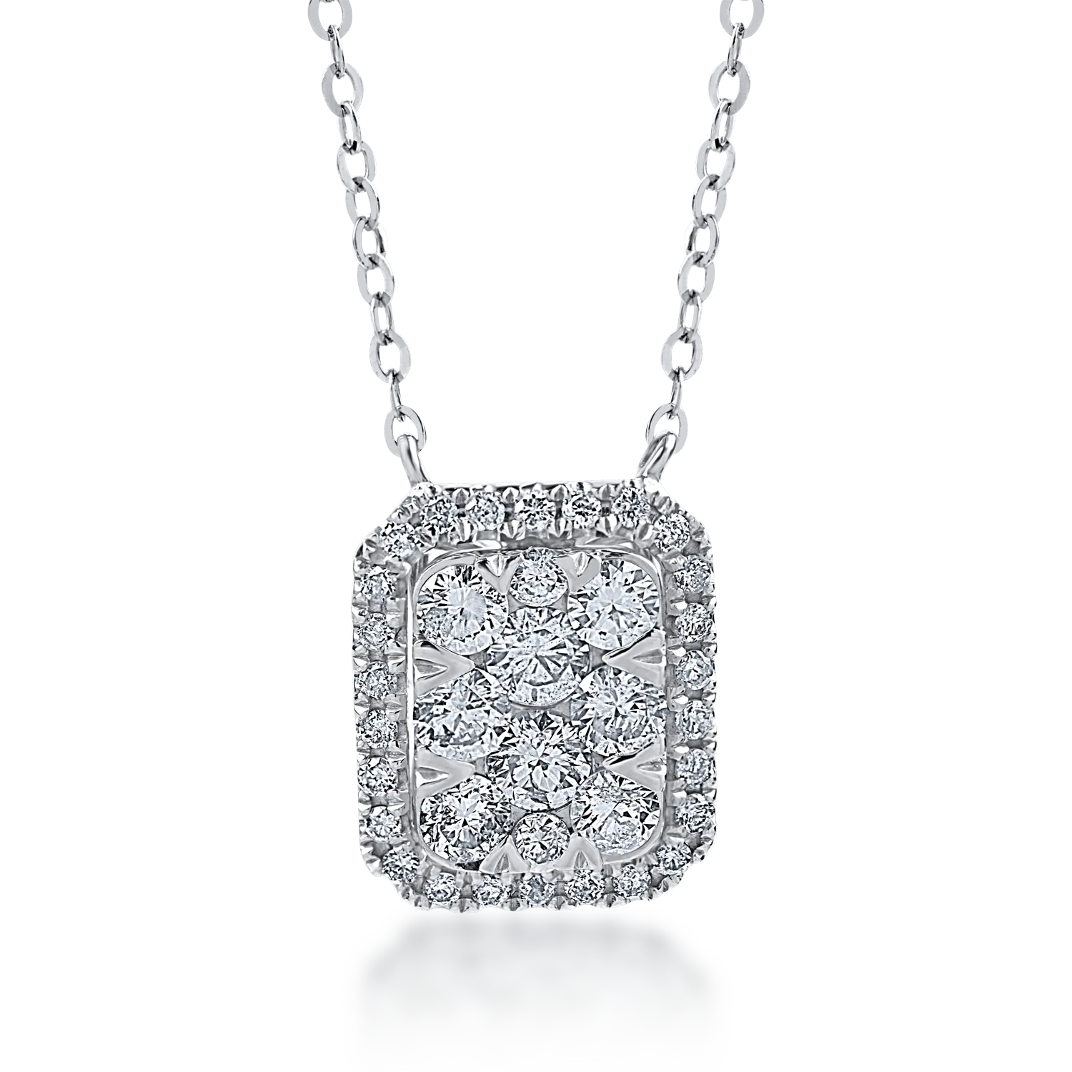 Lant cu pandantiv din aur alb cu diamante de 0.68ct