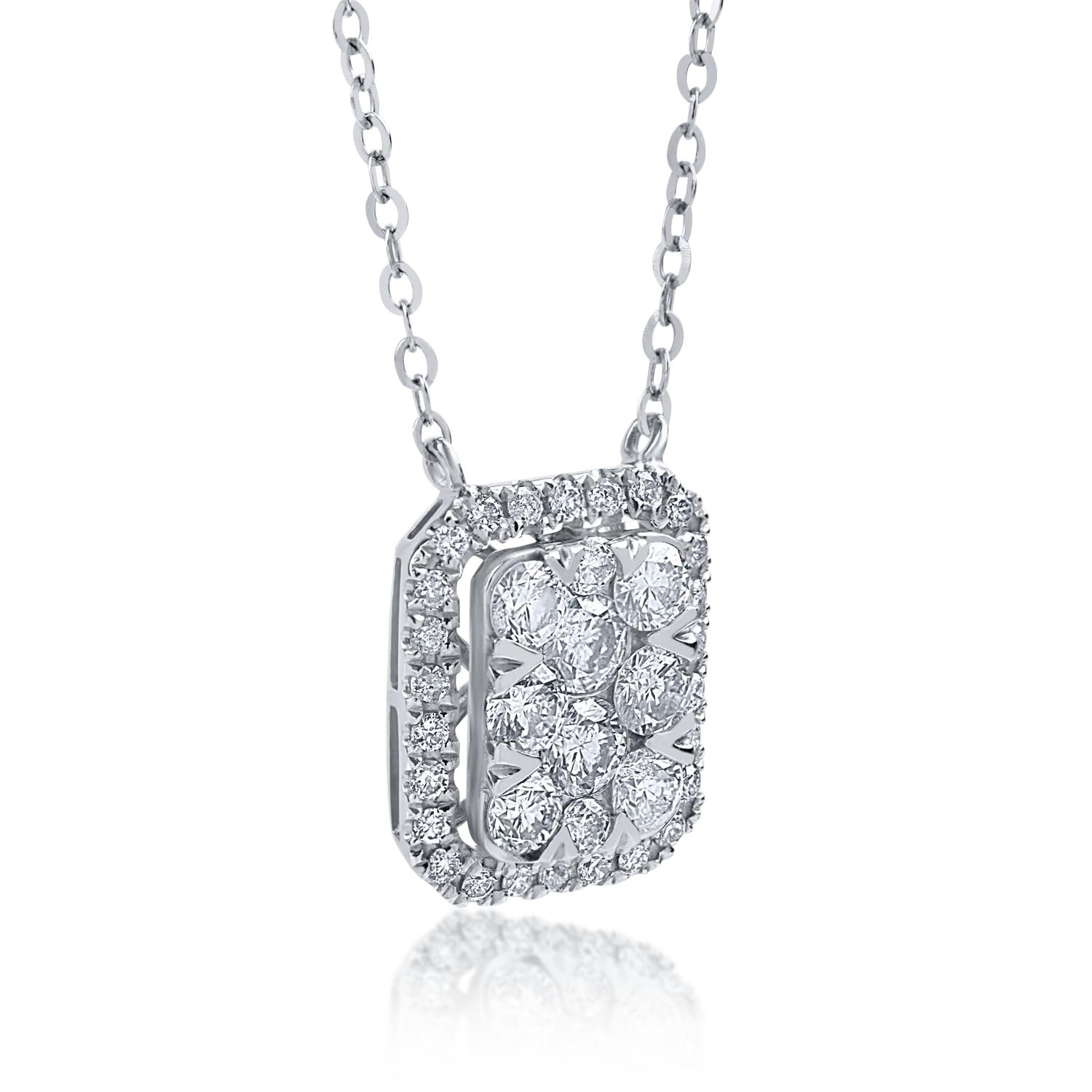 Lant cu pandantiv din aur alb cu diamante de 0.68ct