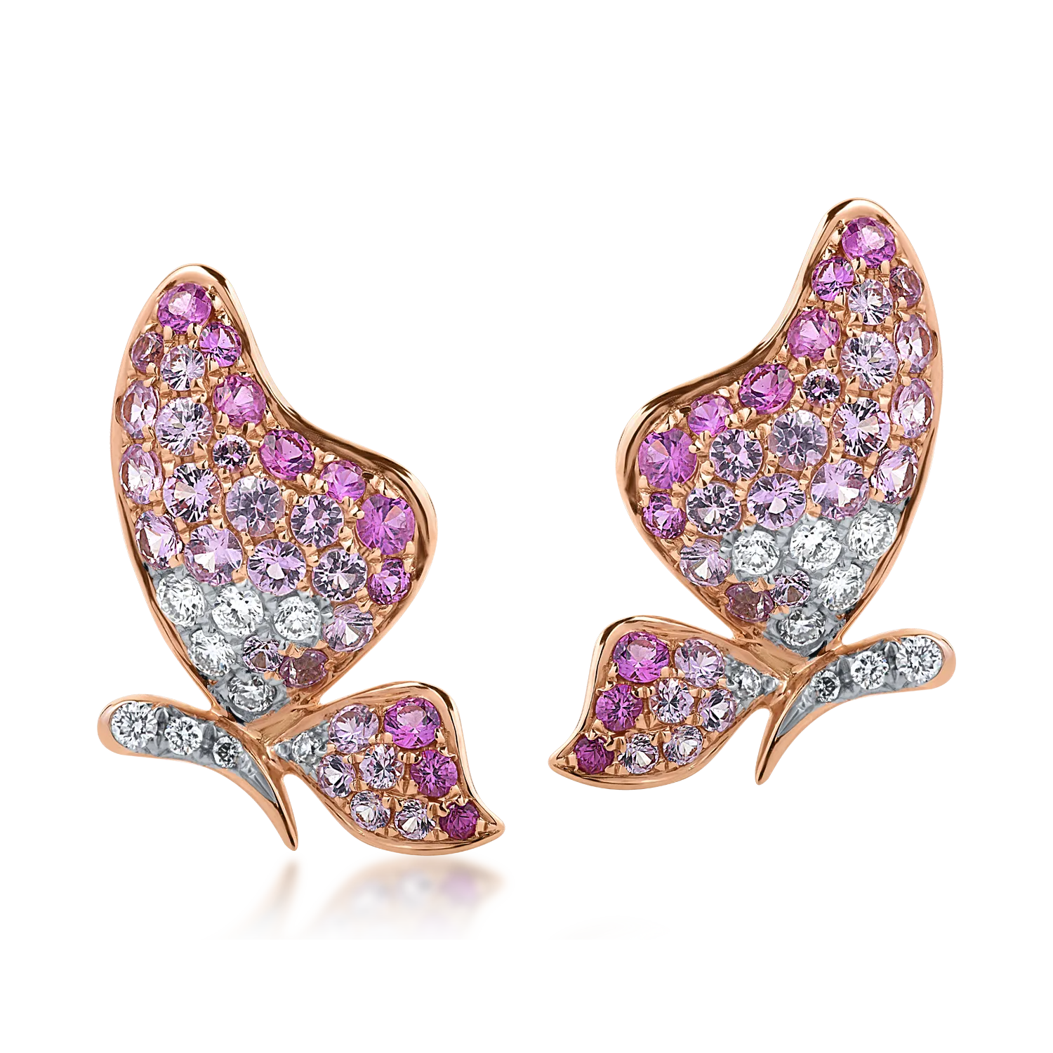 Cercei din aur roz cu safire de 1.09ct si diamante de 0.2ct-153544