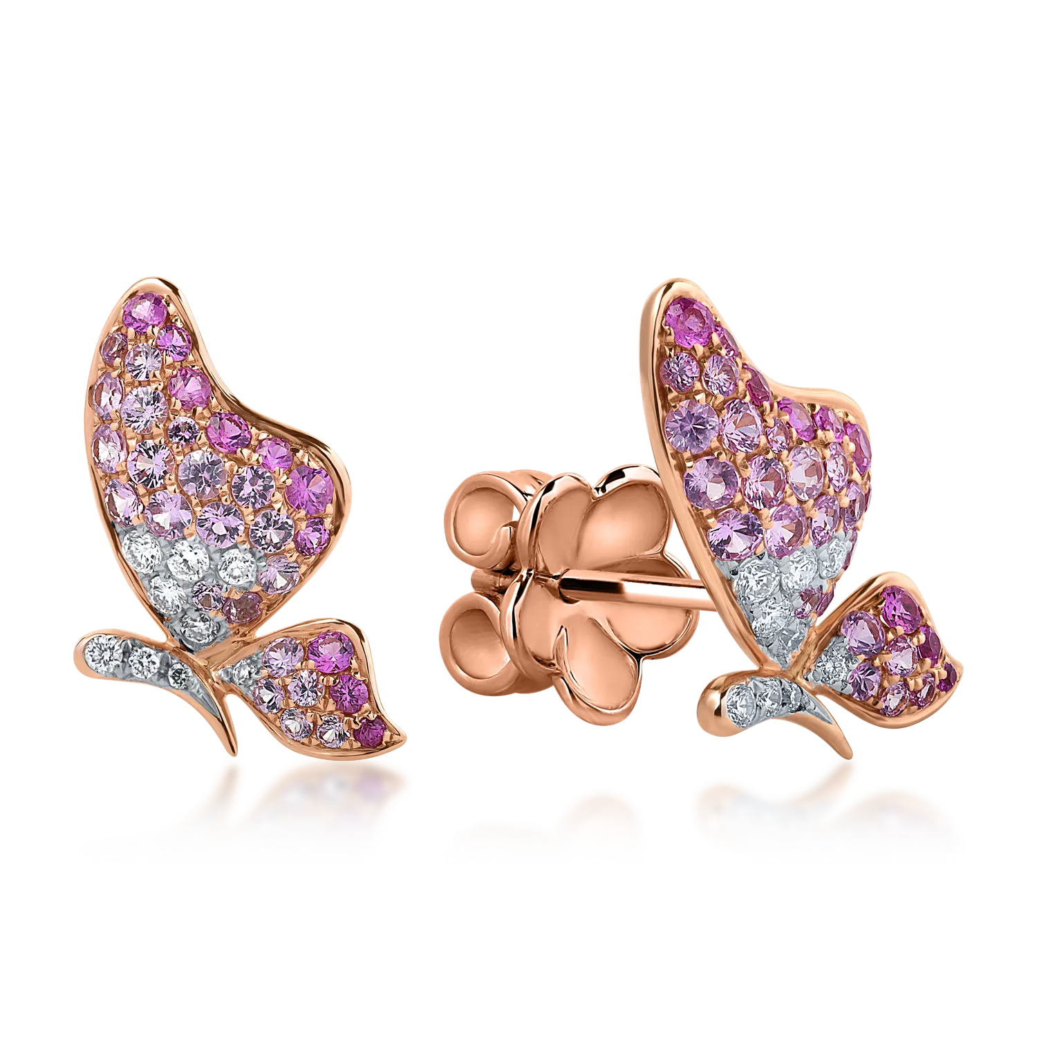 Rose gold earrings with 1.09ct sapphires and 0.2ct diamonds