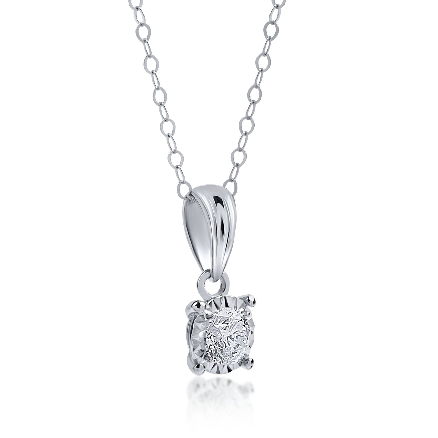 Lant cu pandantiv din aur alb cu diamant de 0.2ct