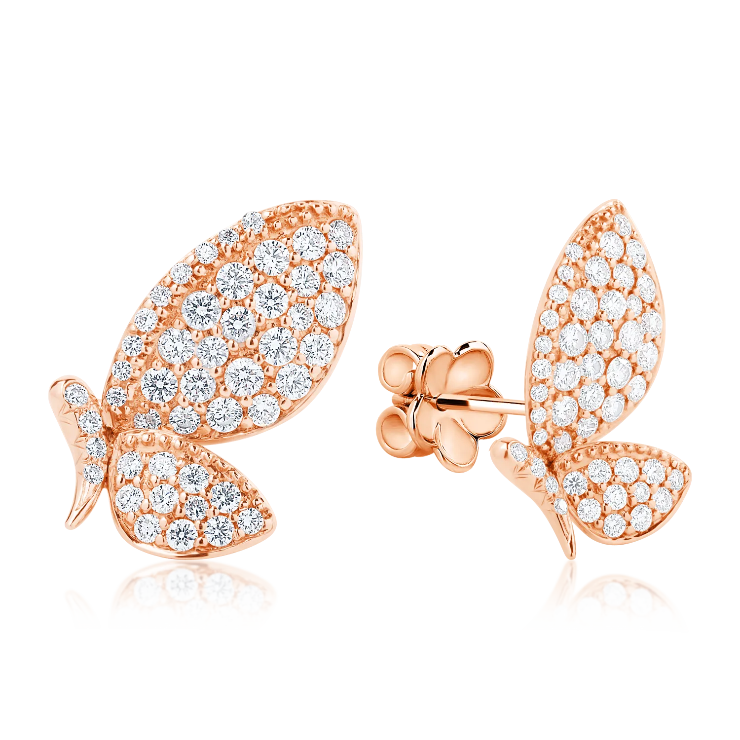 Обеци от розово злато с 1.05ct диаманти