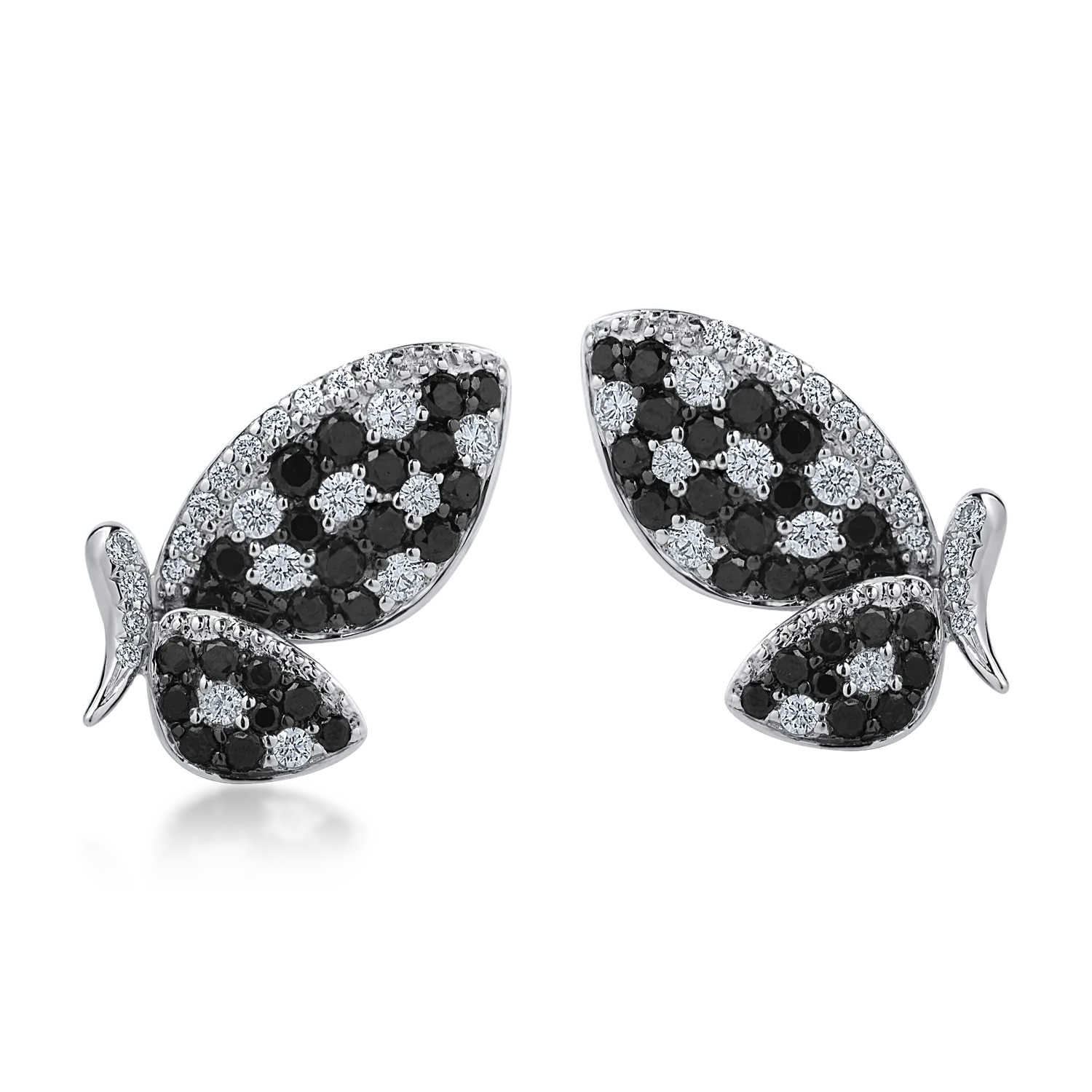 Cercei din aur alb cu diamante negre de 0.68ct si diamante transparente de 0.32ct-153560